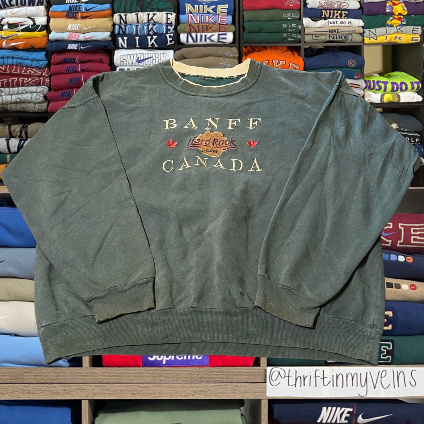 90s Canada banff hard rock green sweater