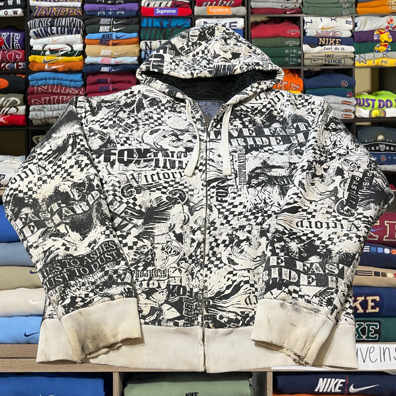 Y2K fox racing all over print jacket