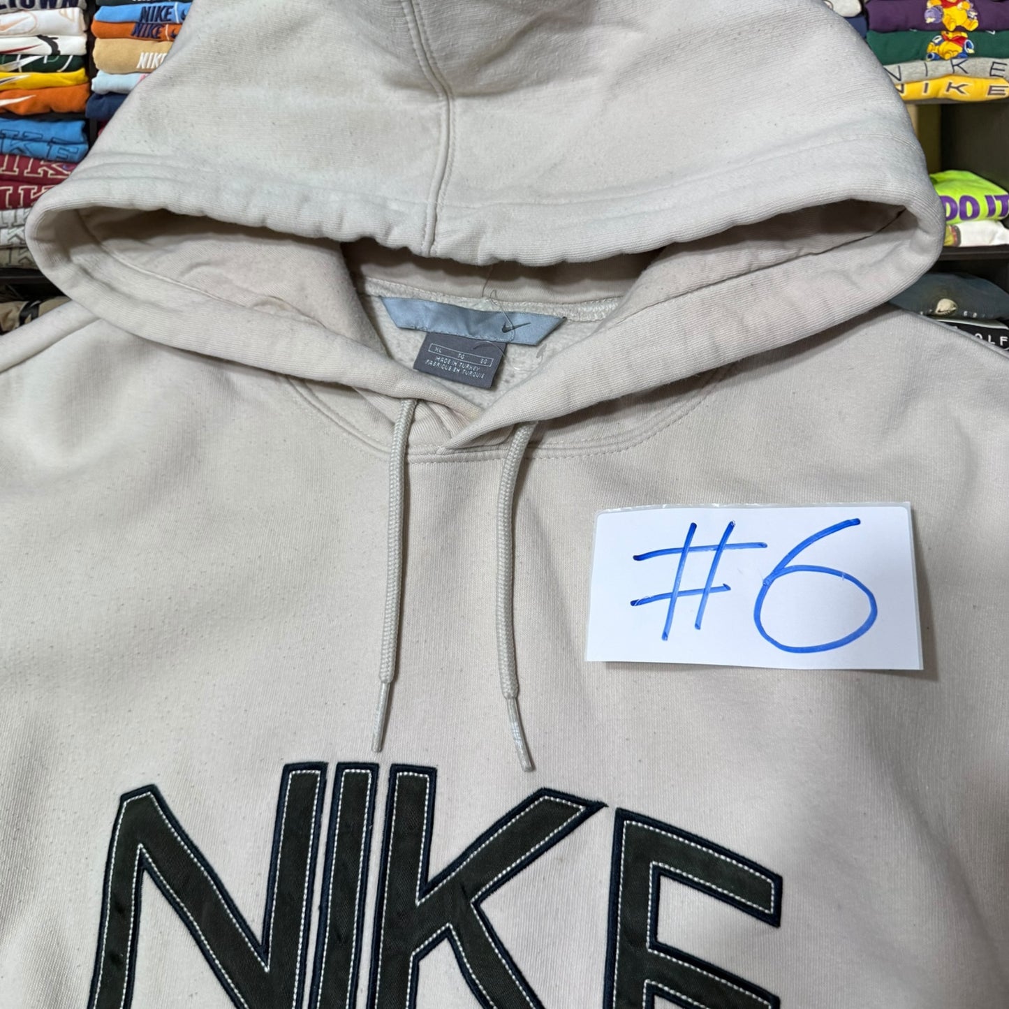 Y2K 2004 Nike crème spelled out logo hoodie