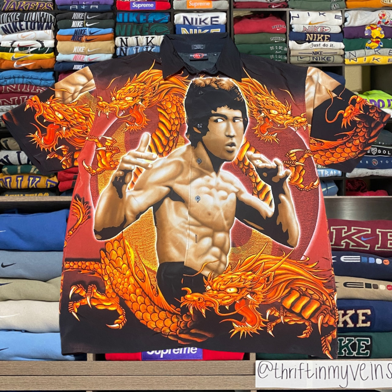 90s Bruce Lee all over print button up (large)