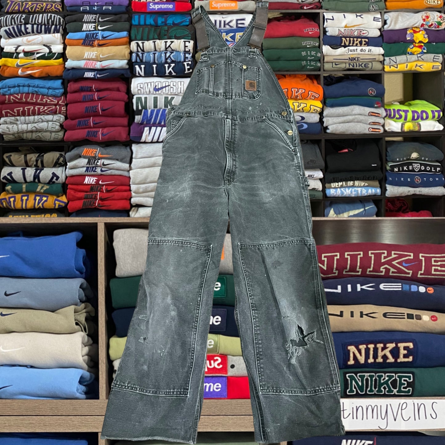 Vintage y2k double knee sage green  carhartt overall