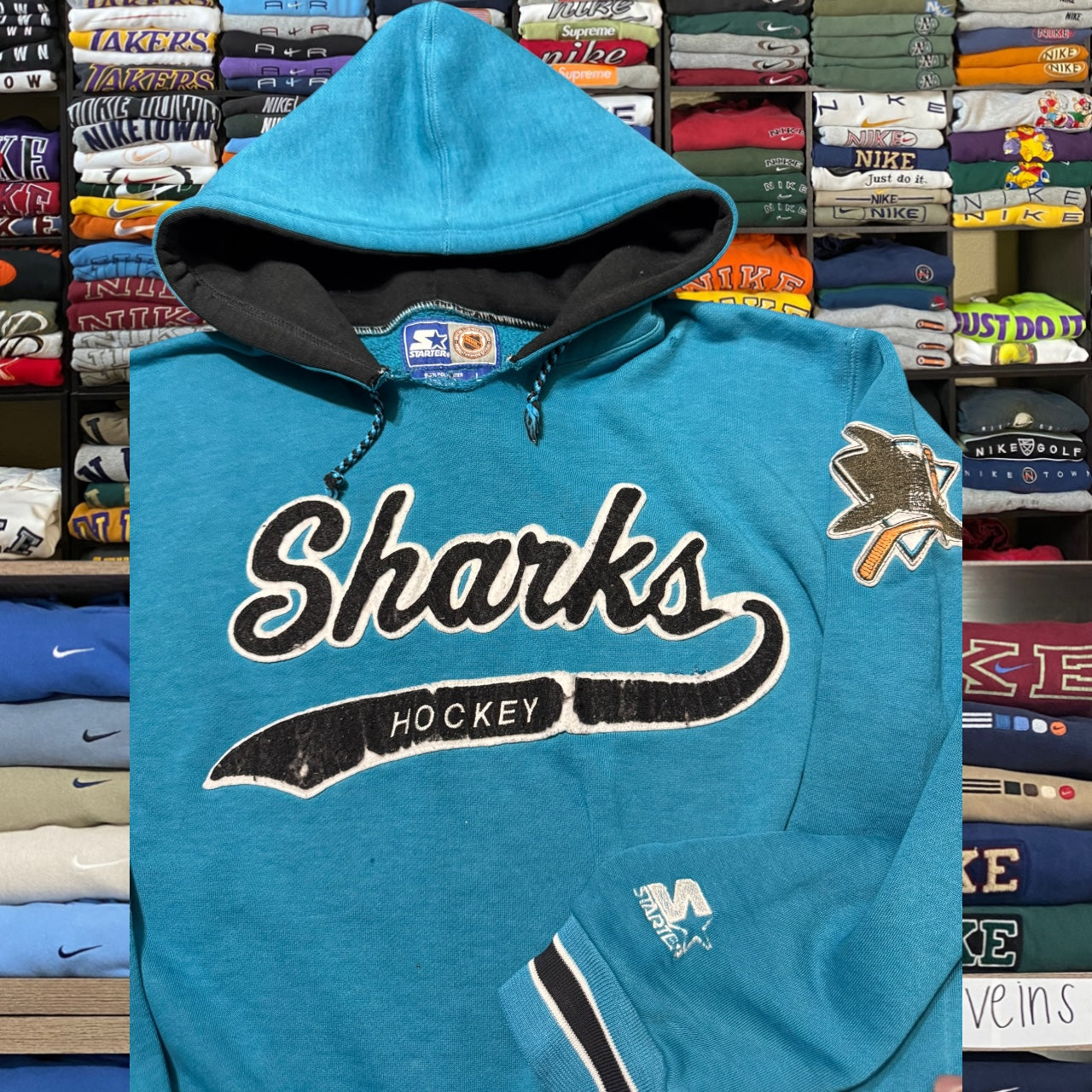 90s San Jose sharks hoodie (large)