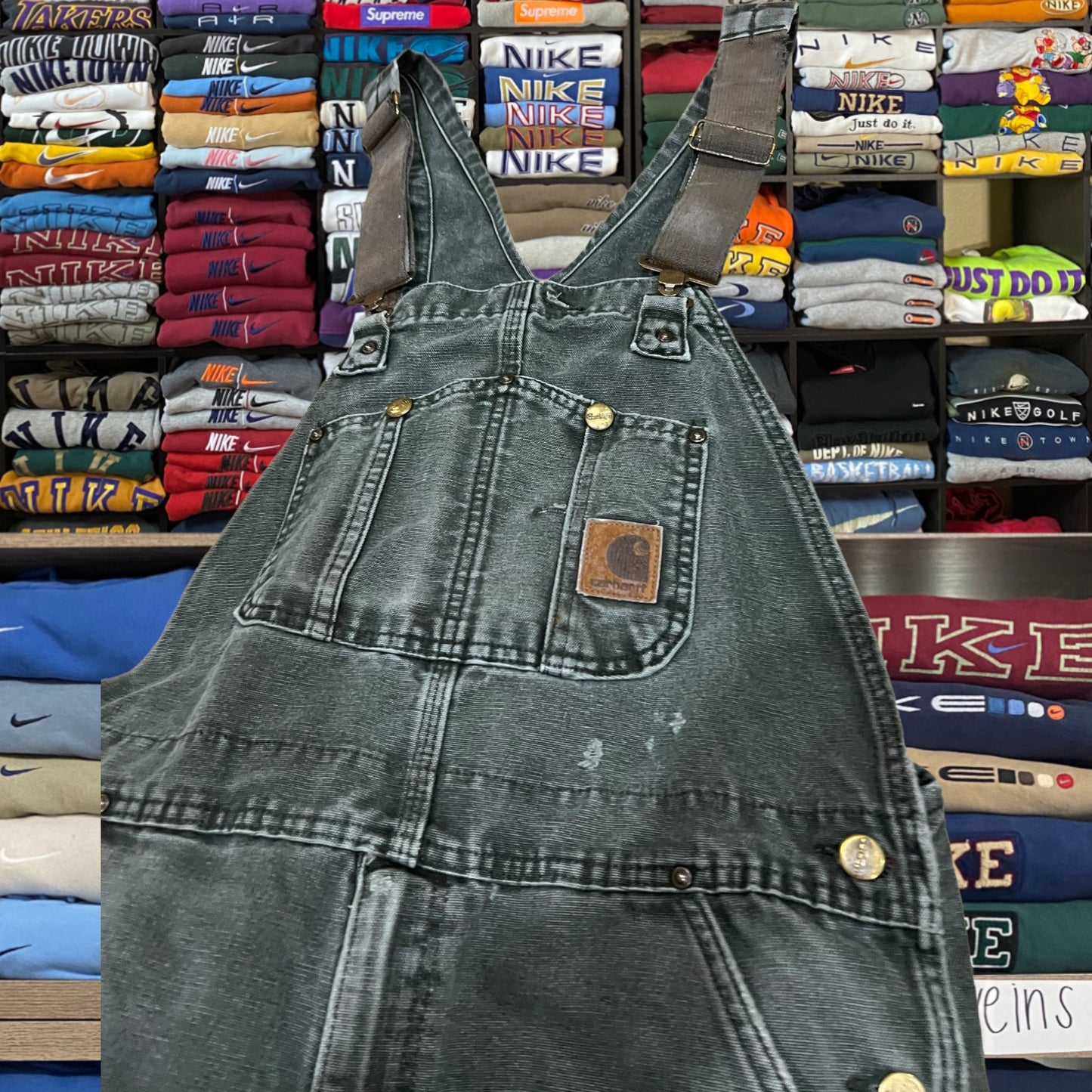Vintage y2k double knee sage green  carhartt overall