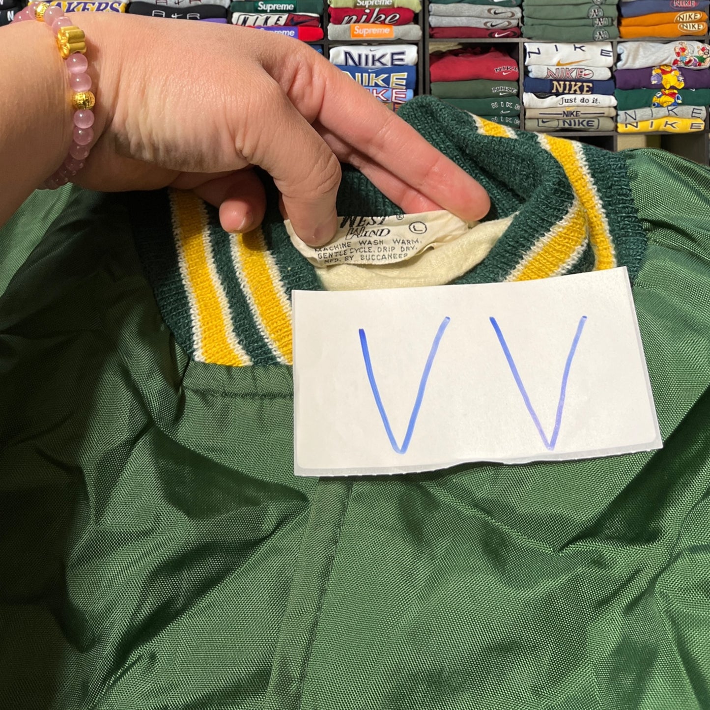 80s green satin jacket (large)