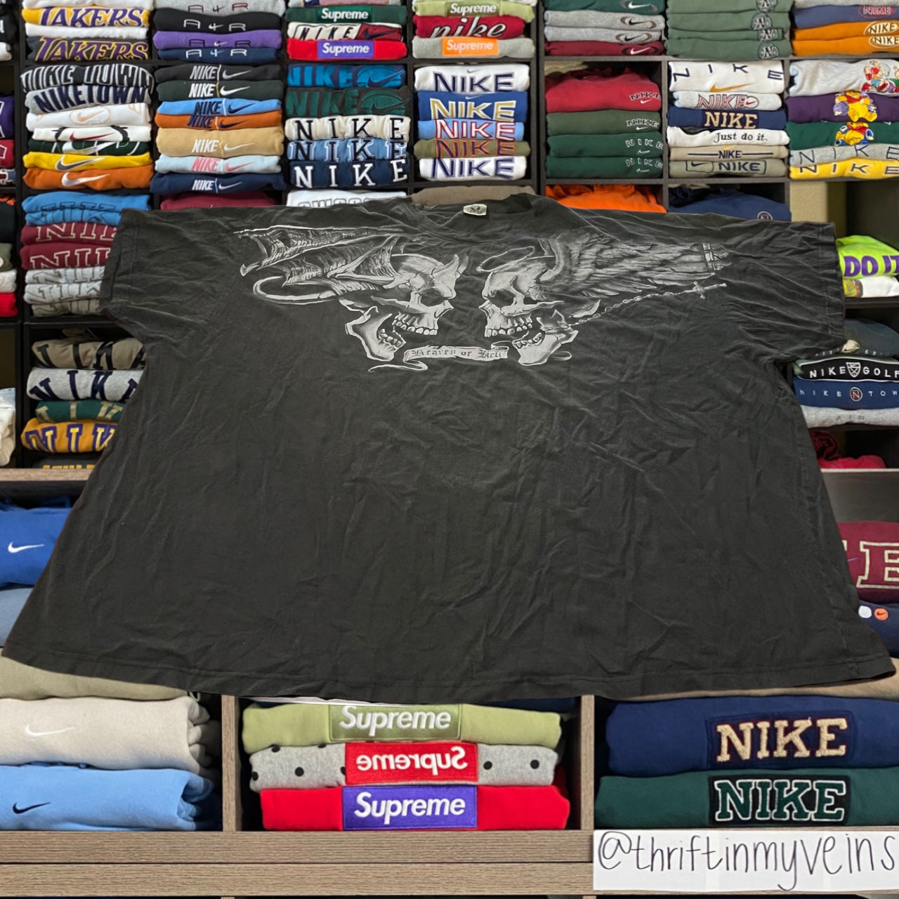Vintage y2k liquid blue skeleton skull shirt
