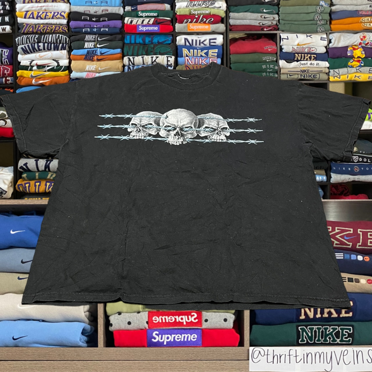 Y2K skeleton skull grunge shirt