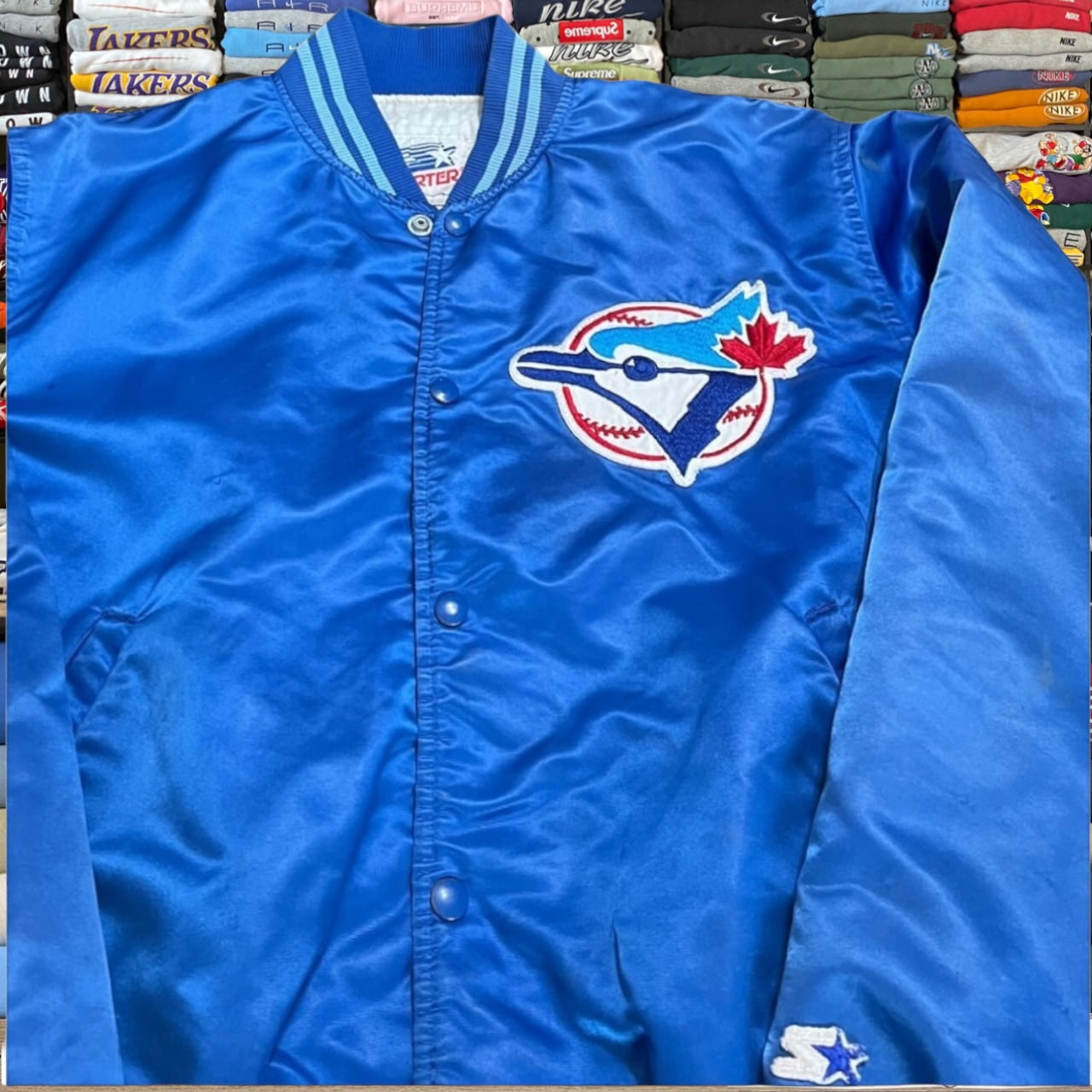 90s blue jays mlb baseball starter satin jacket