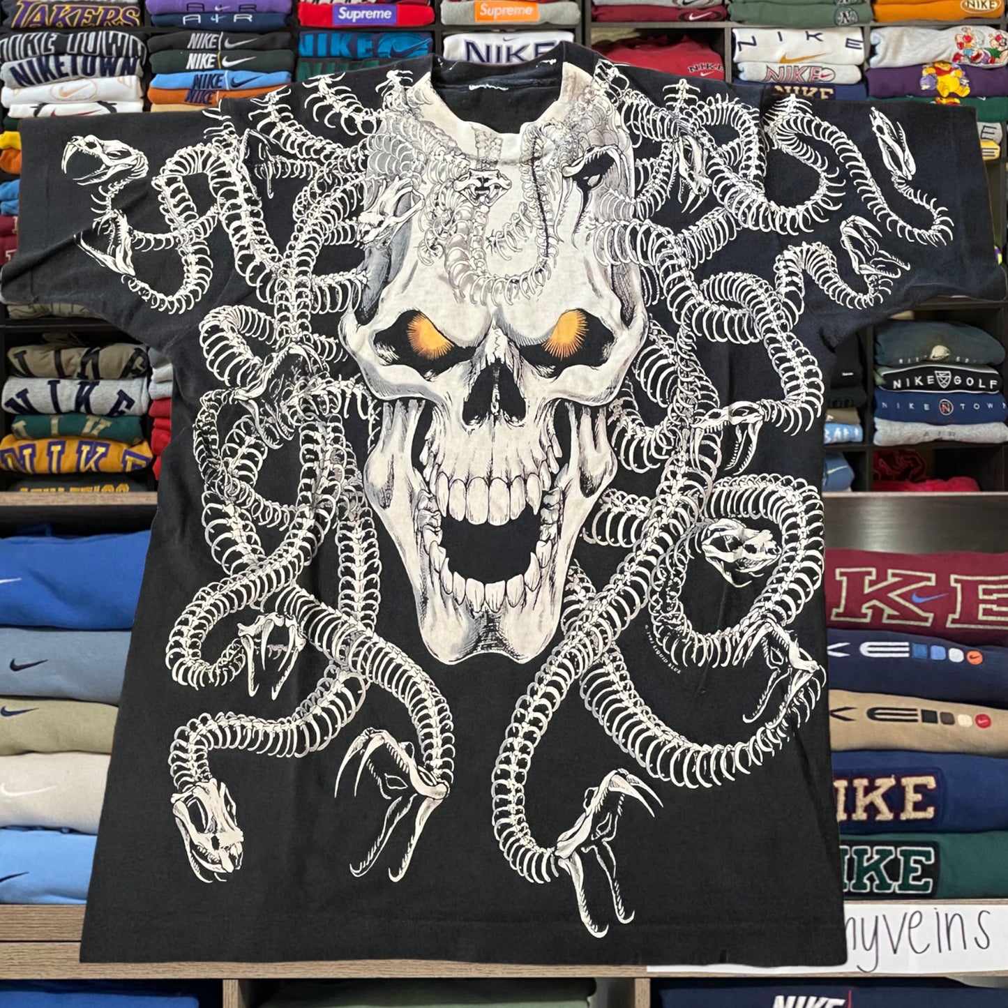 90s skeleton Medusa liquid blue