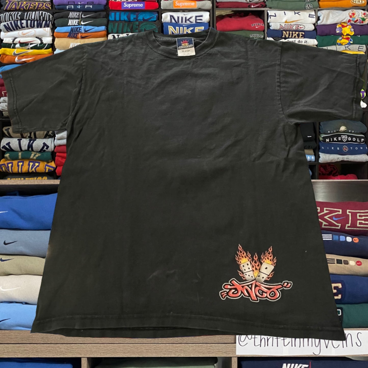 Y2K jnco jeans flame dice shirt