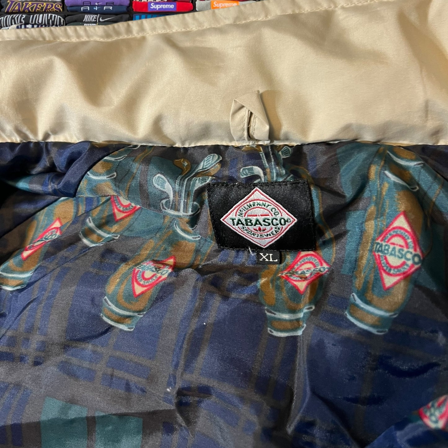 90s tobasco sauce dad jacket