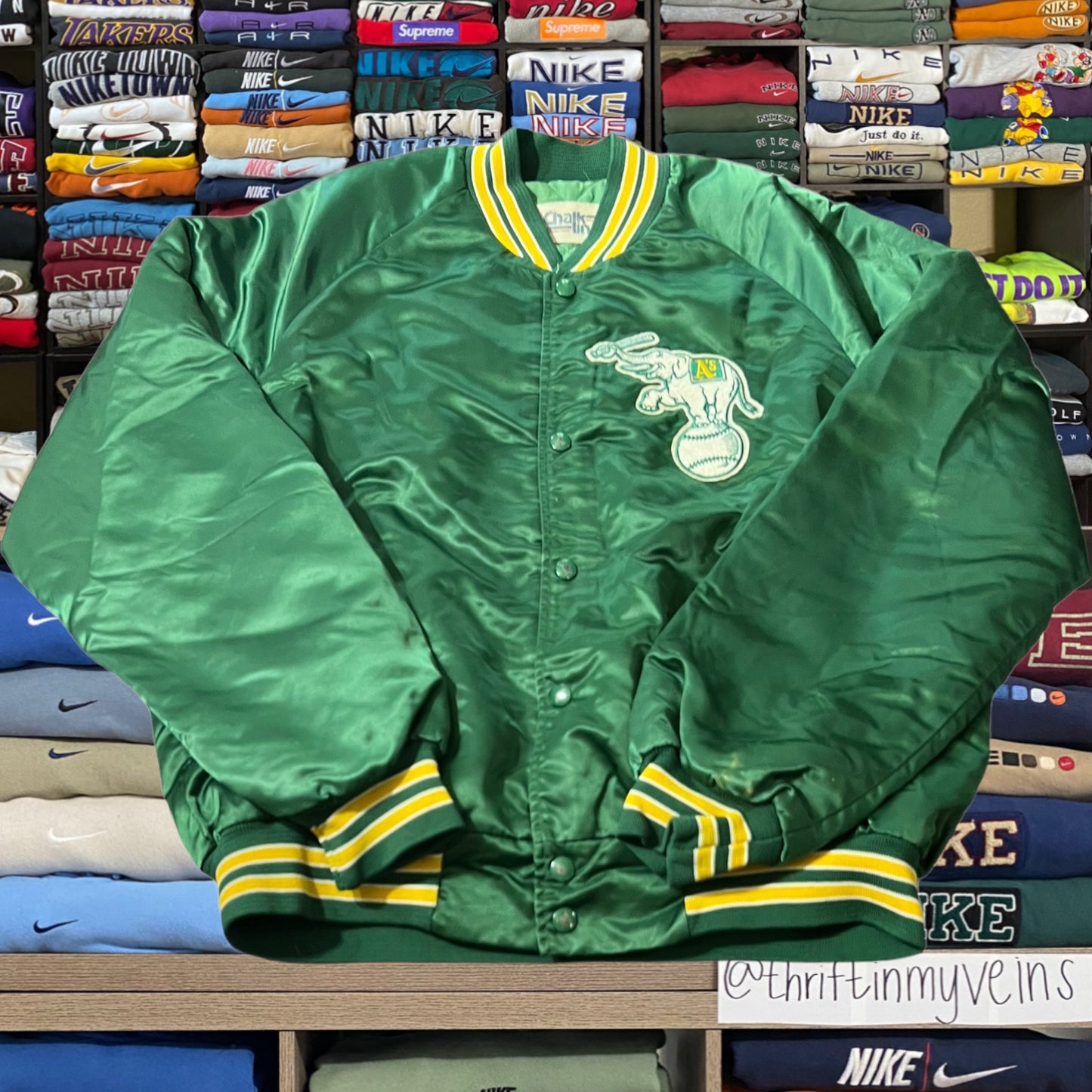 80s Oakland athletics satin jacket (large)
