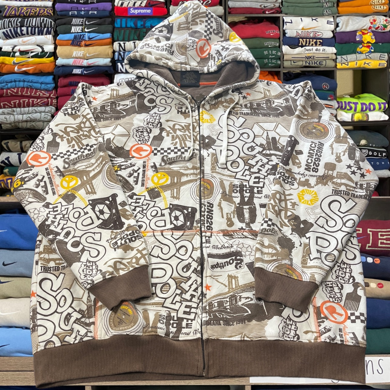 Y2K South Pole all over print hoodie