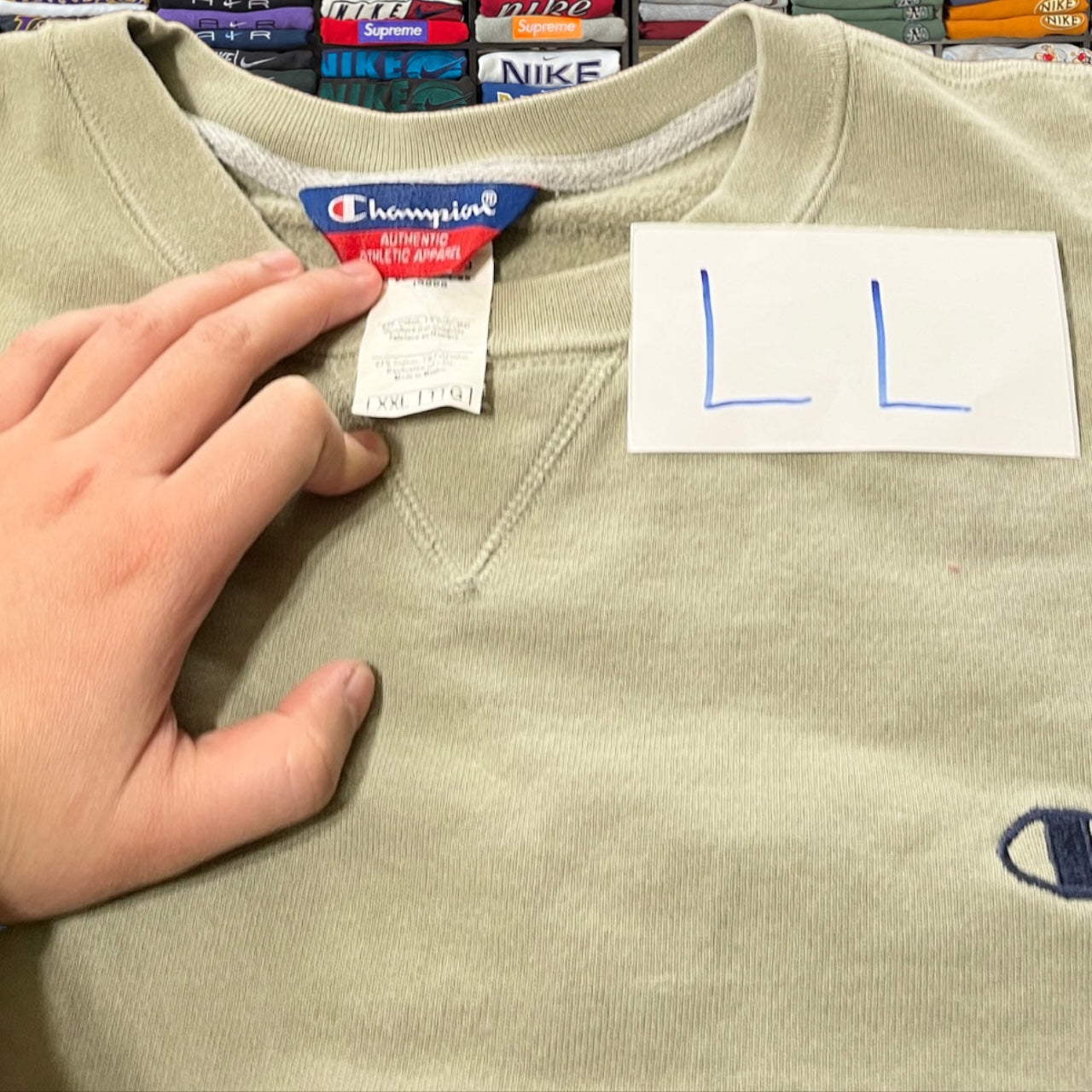 Y2K 2001 honey dew color champion sweater