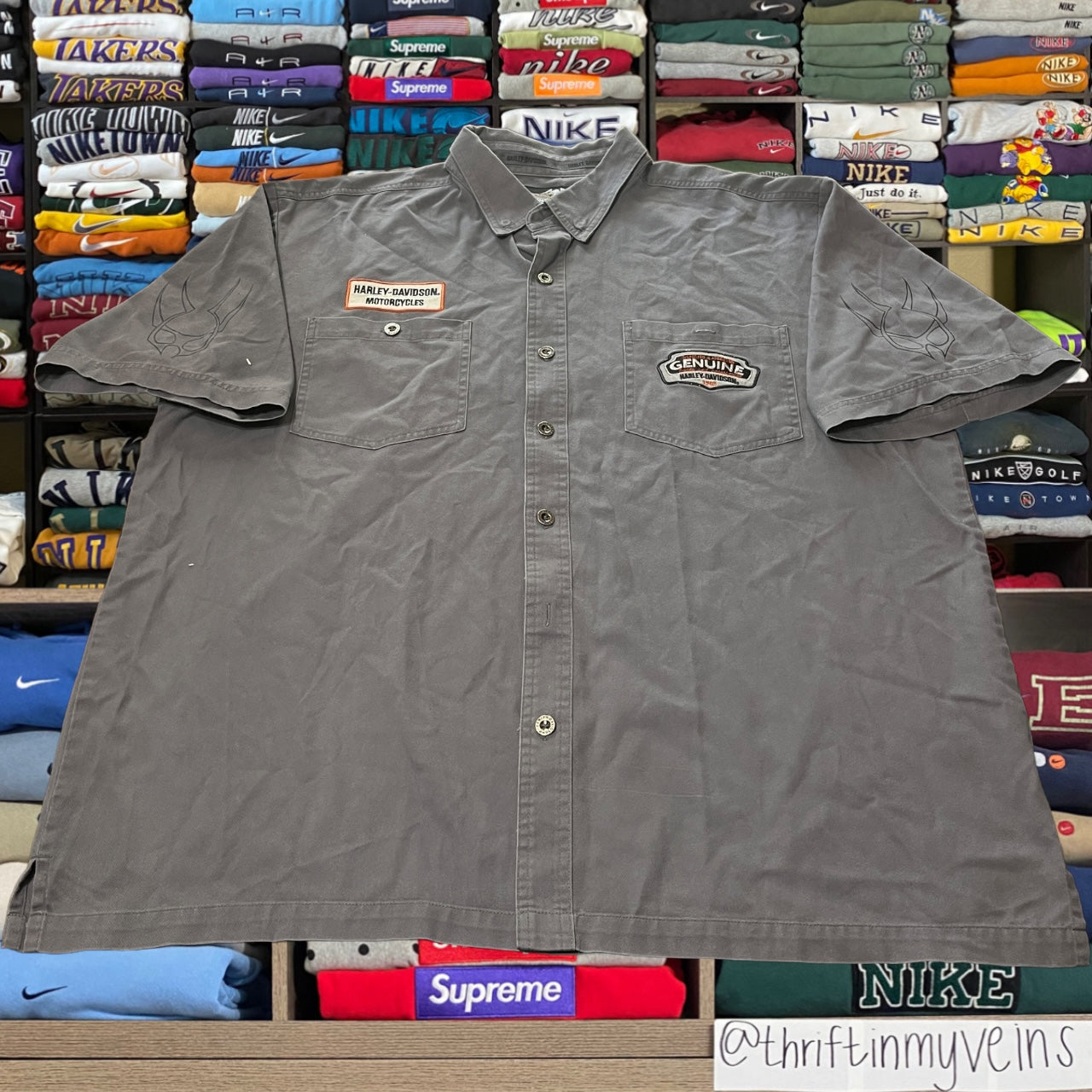 Y2K harley Davidson biker motorcycle button up