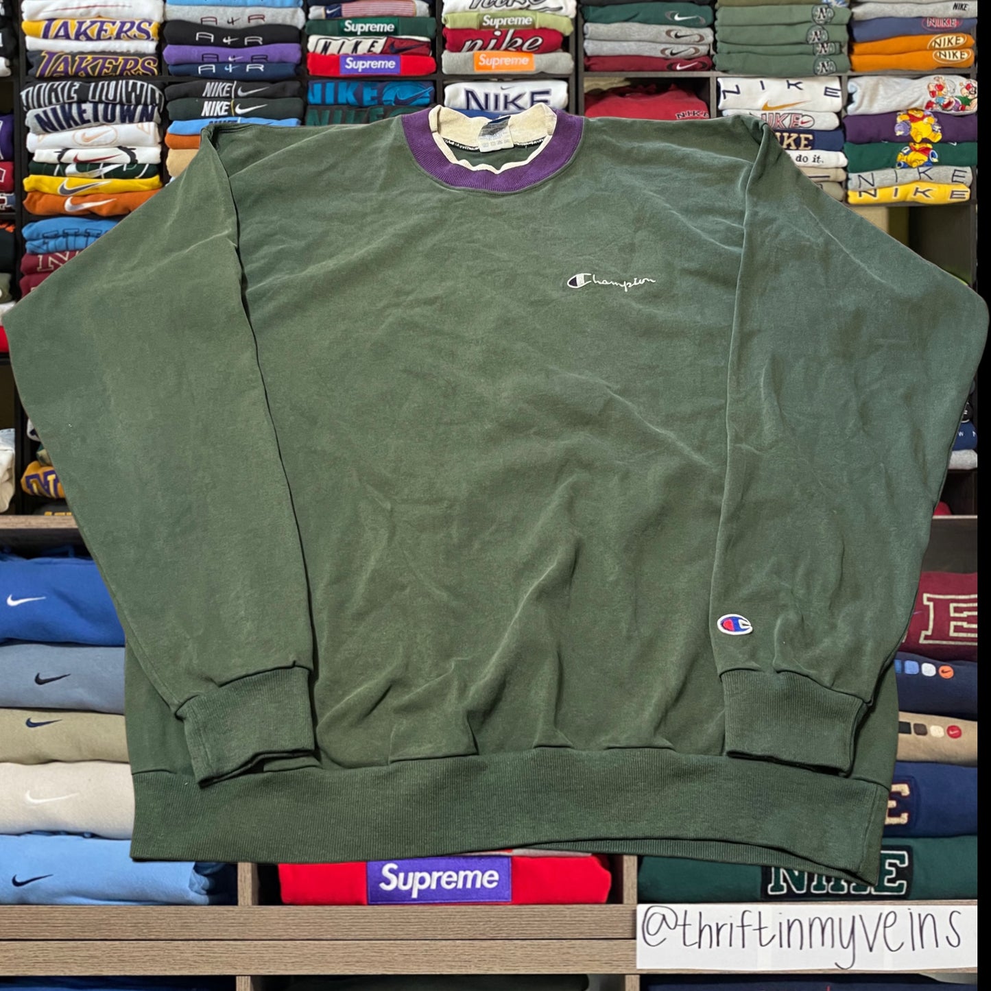 90s champion green sweater