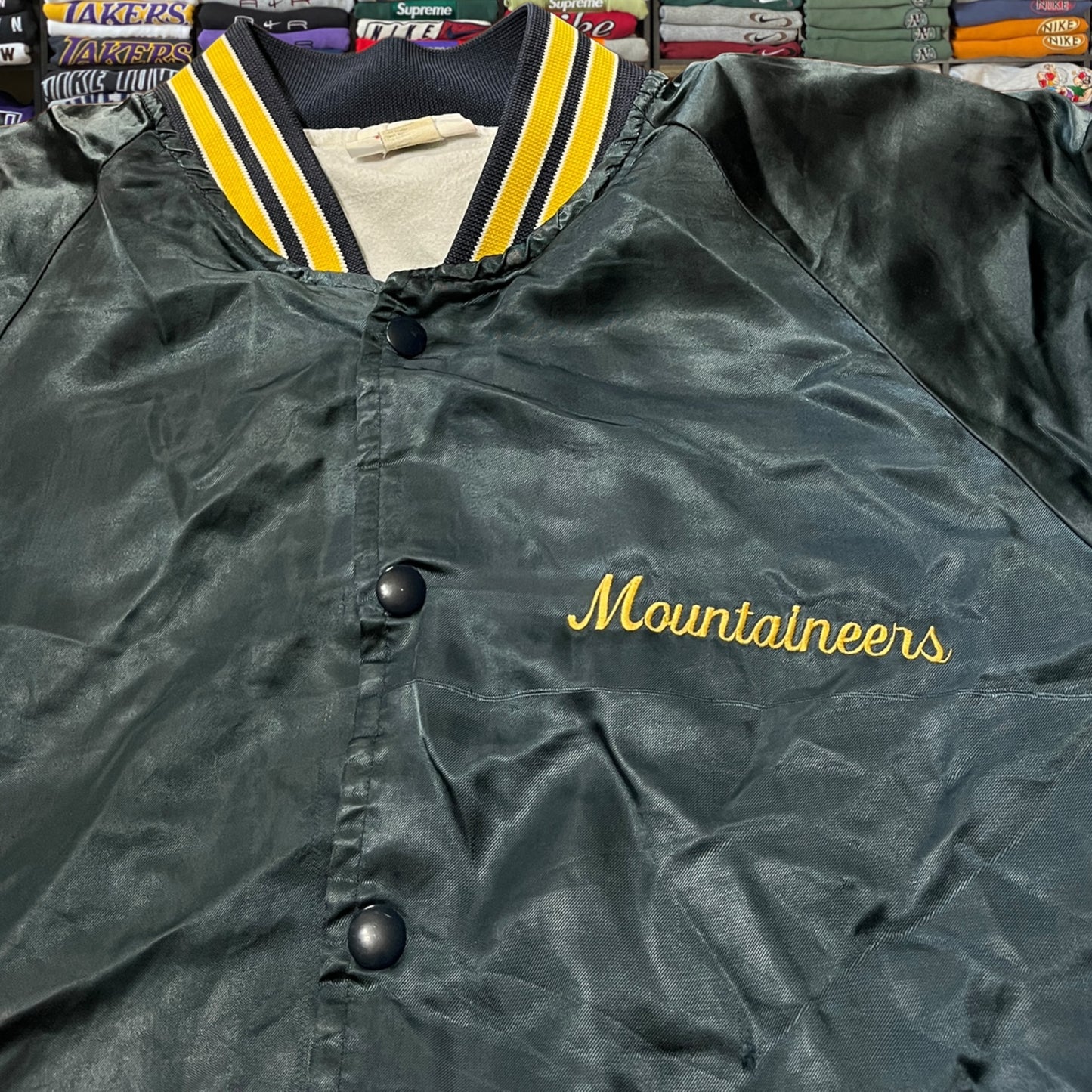 80s West Virginia university WVU satin jacket