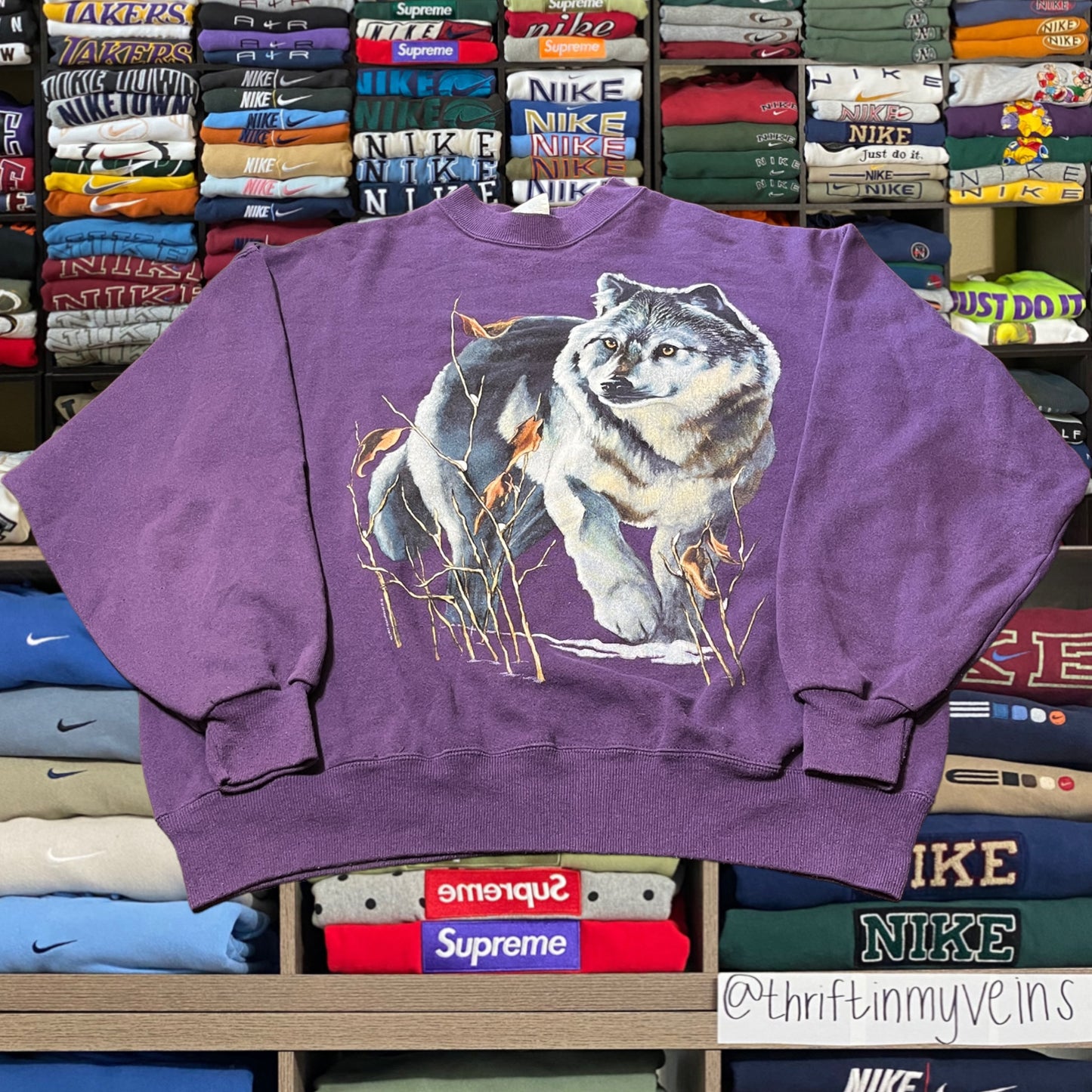 90s wolf nature sweater