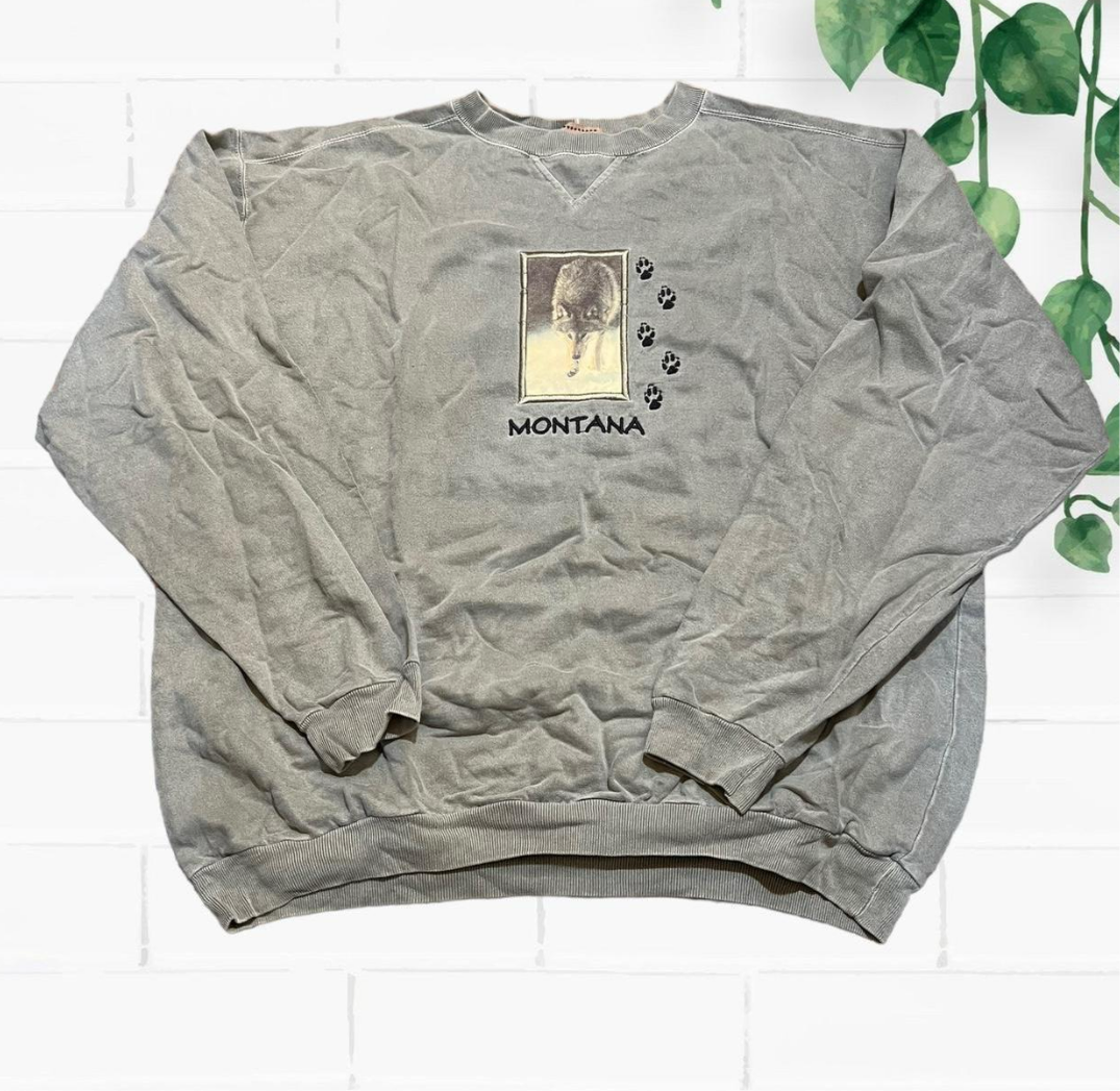 90s wolf nature sweater