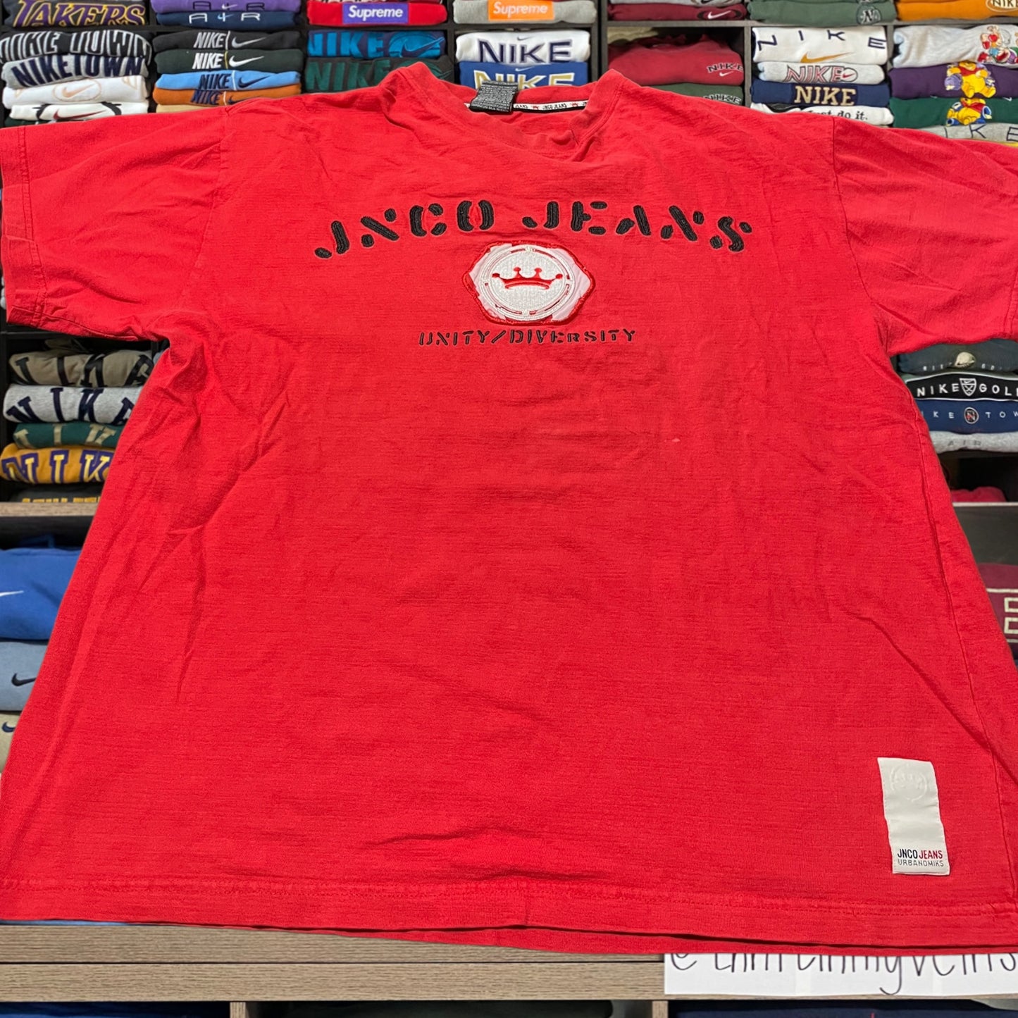 vintage y2k red jnco jeans shirt