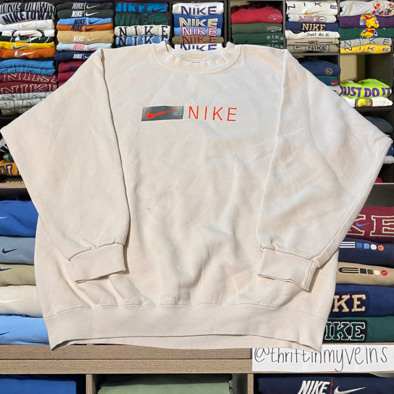 90s Nike spelled out logo sweater/ as seen on Madison beer