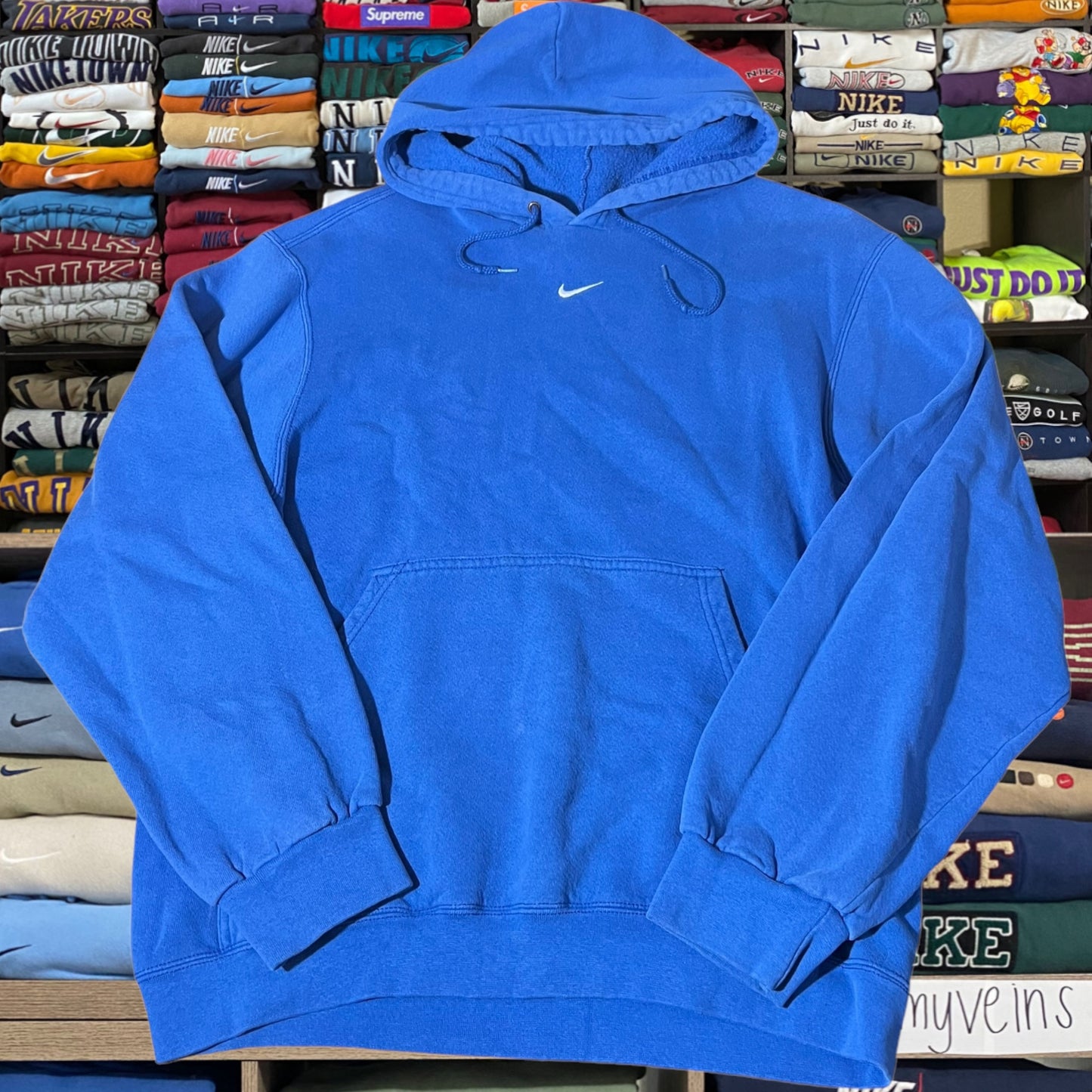 Y2K 2001 nike blue center swoosh hoodie