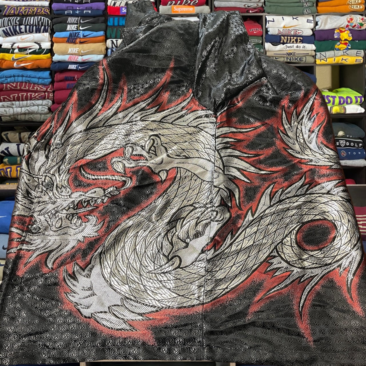 90s dragon silk button up shirt
