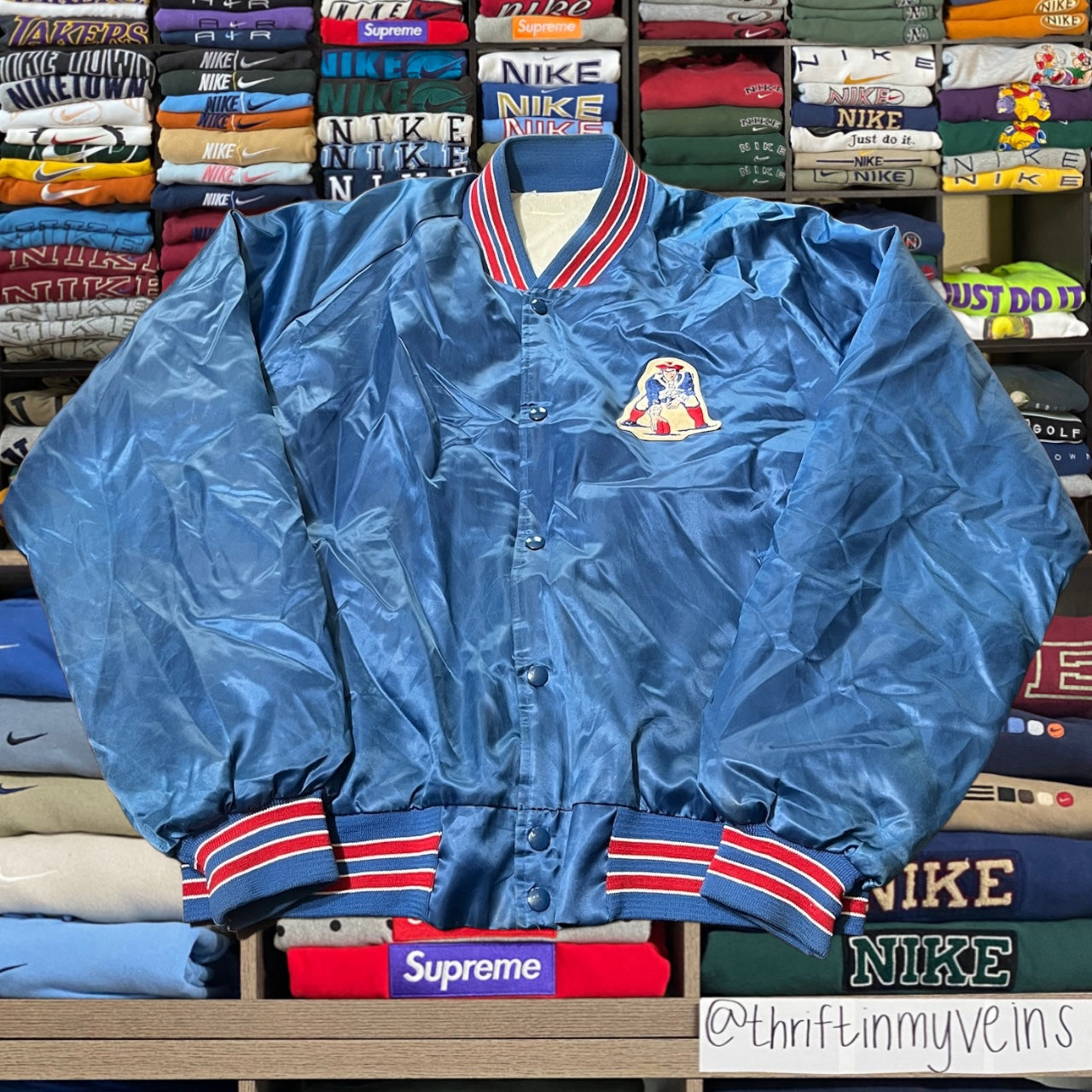 90s New England patriots nfl satin jacket