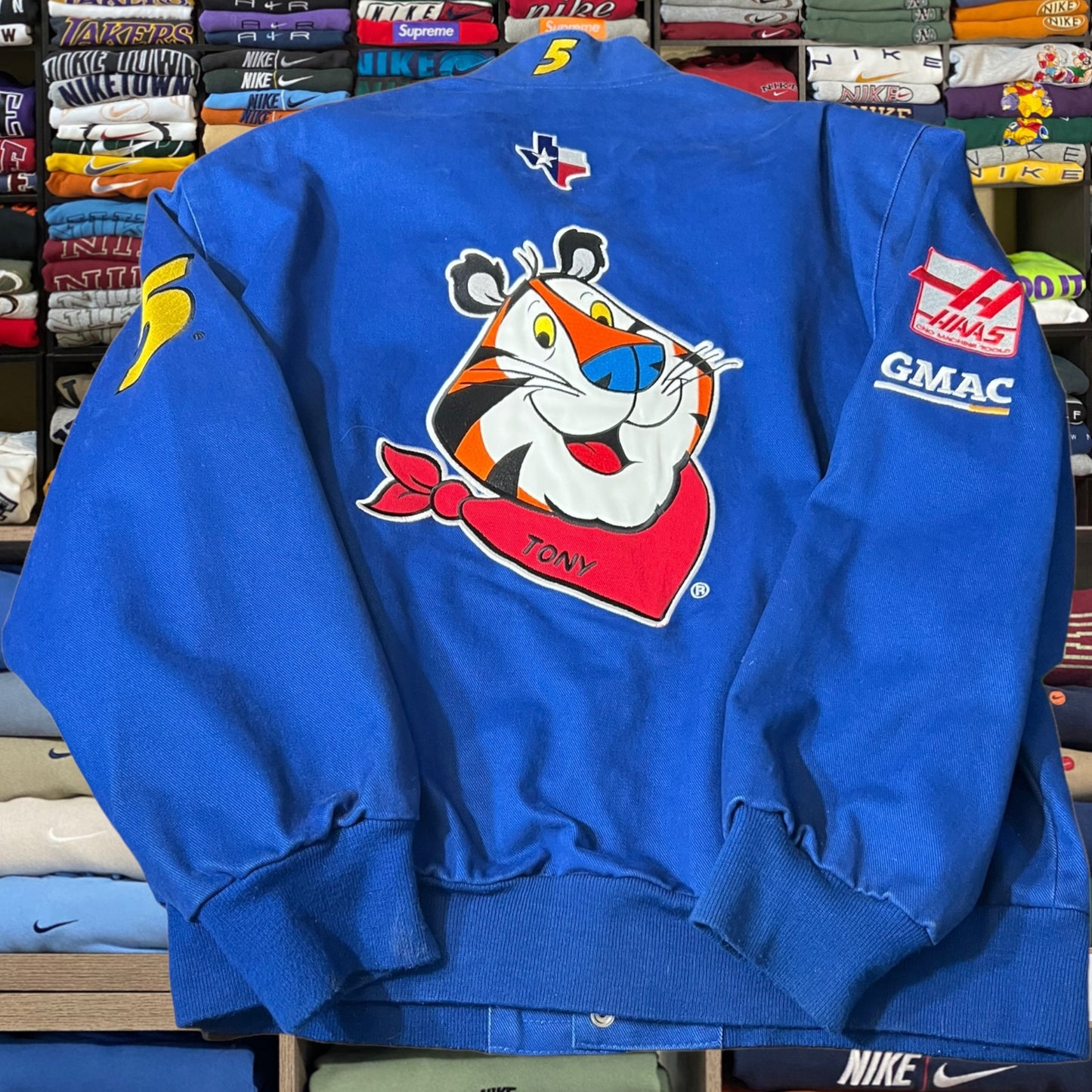 Vintage Tony the Tiger NASCAR varsity jacket heavy weighted super good quality