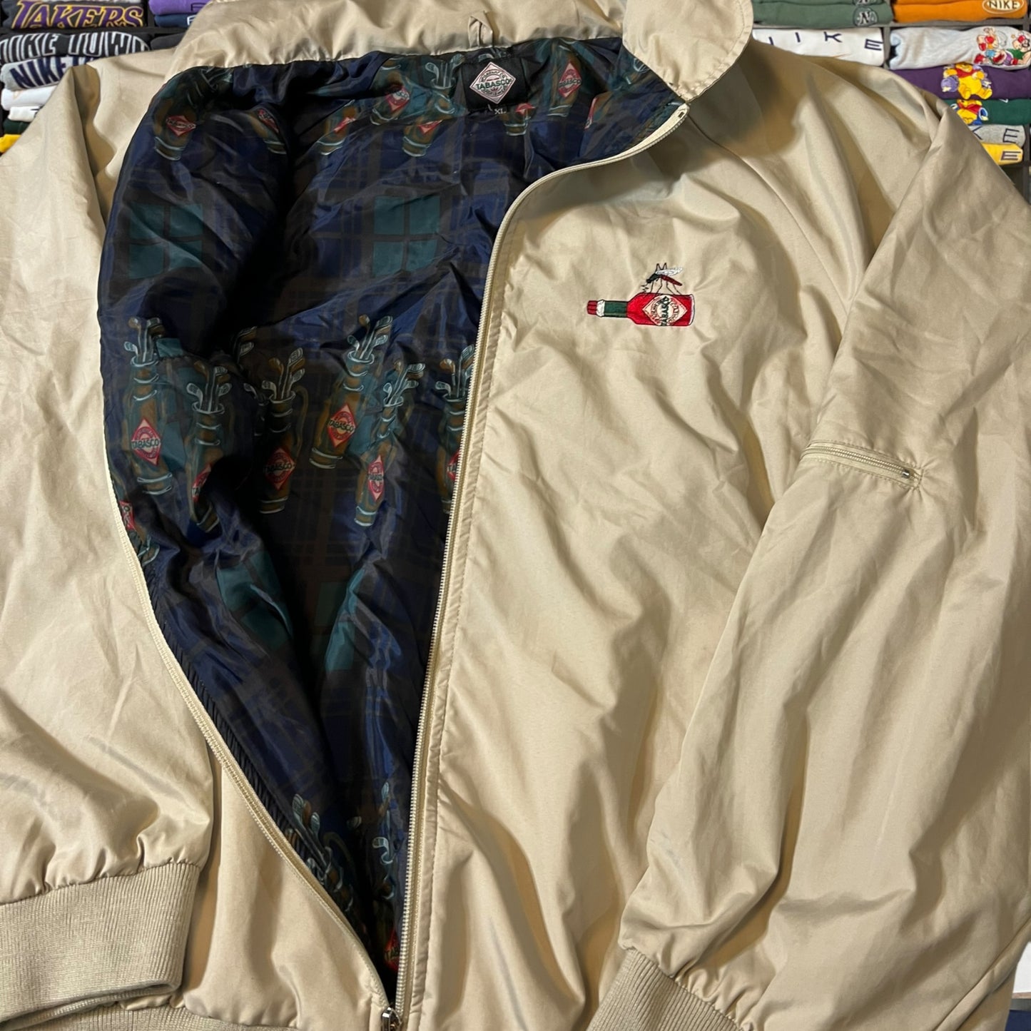 90s tobasco sauce dad jacket