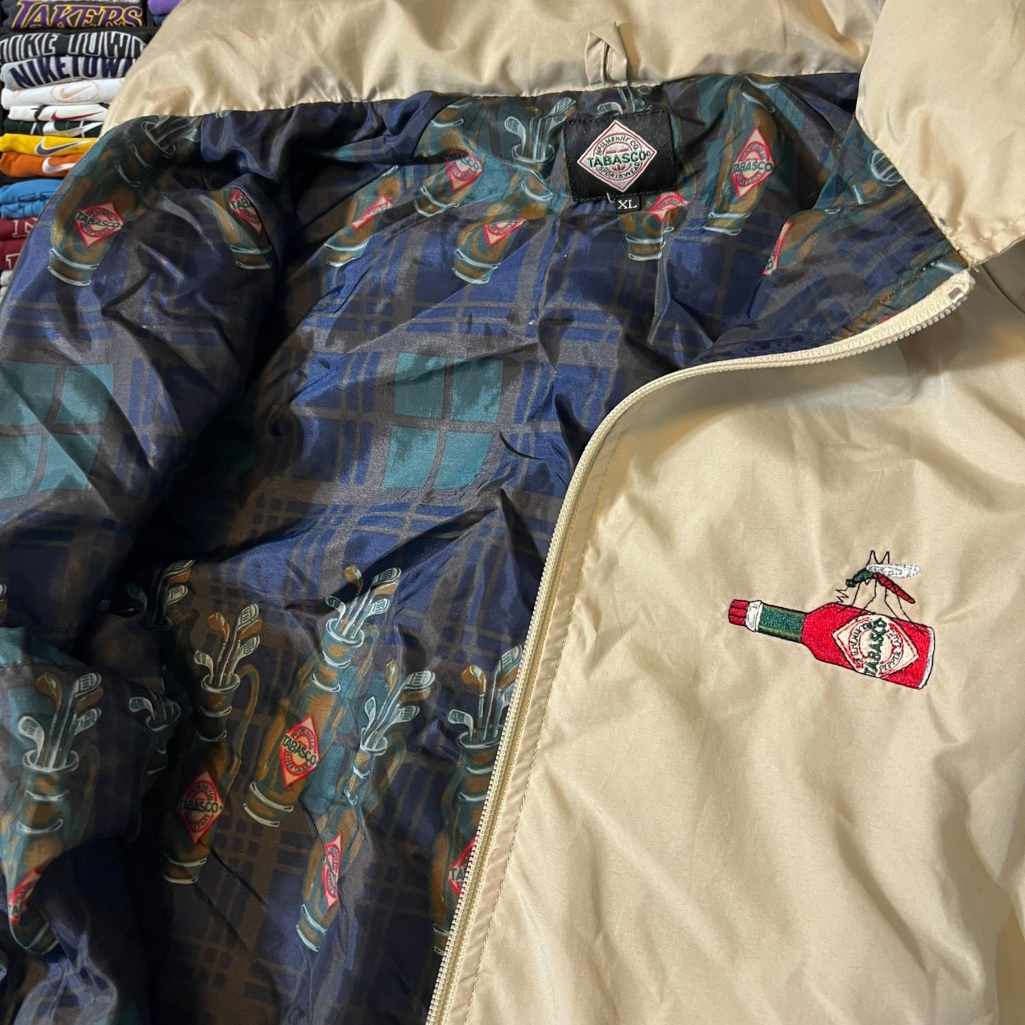 90s tobasco sauce dad jacket