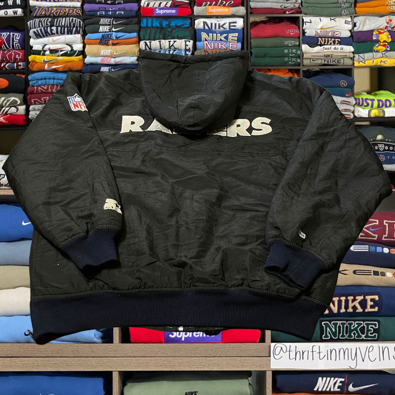 90s oakland raiders starter puffer jacket