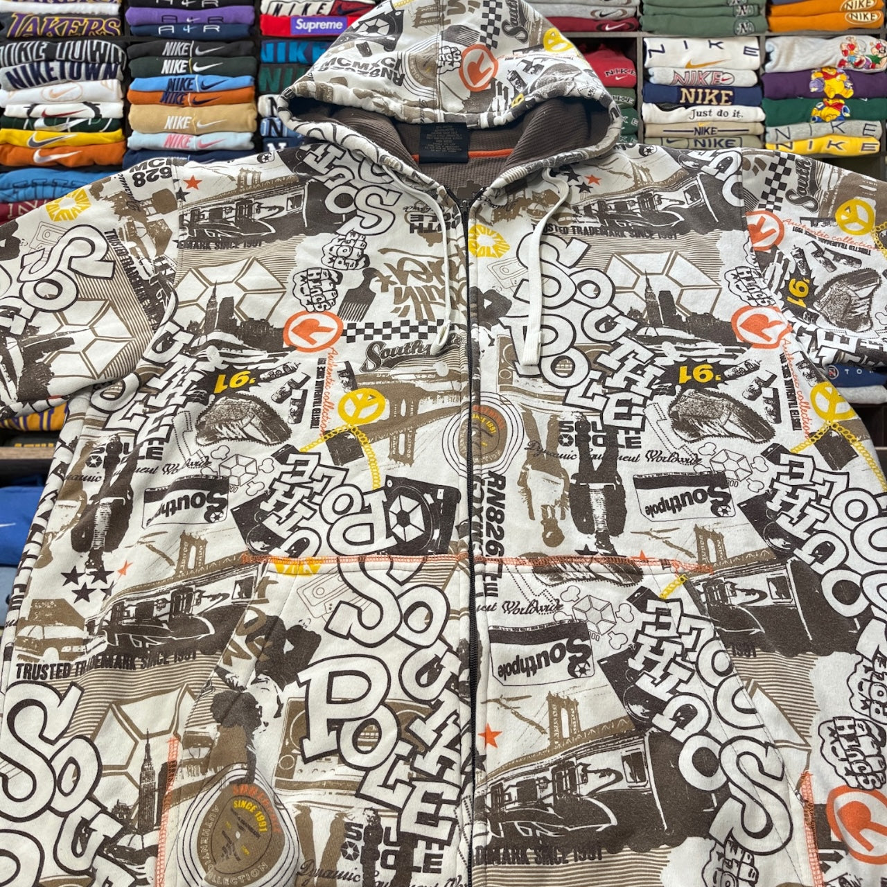 Y2K South Pole all over print hoodie