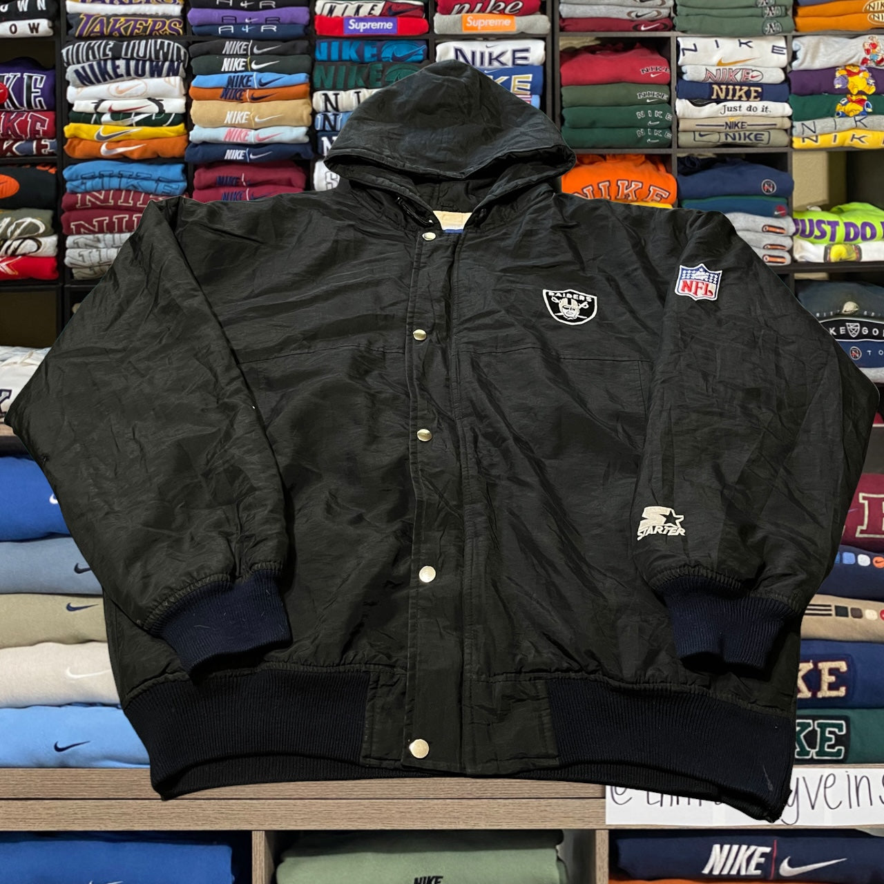 90s oakland raiders starter puffer jacket