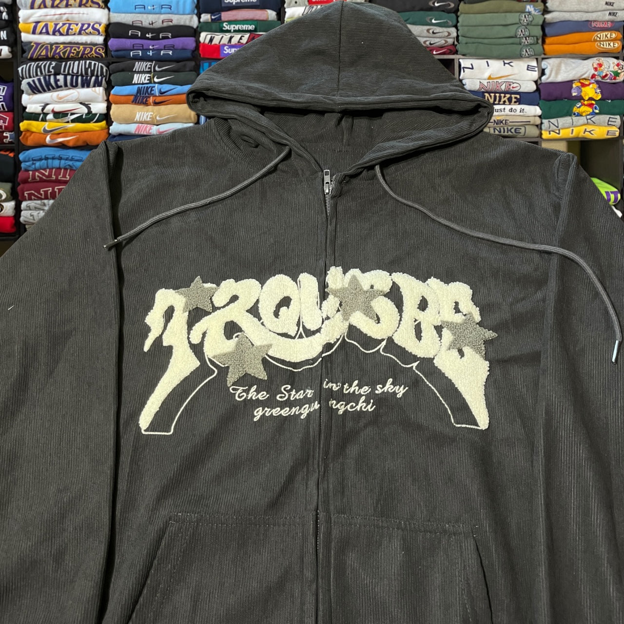 Y2K felt logo skater star hoodie