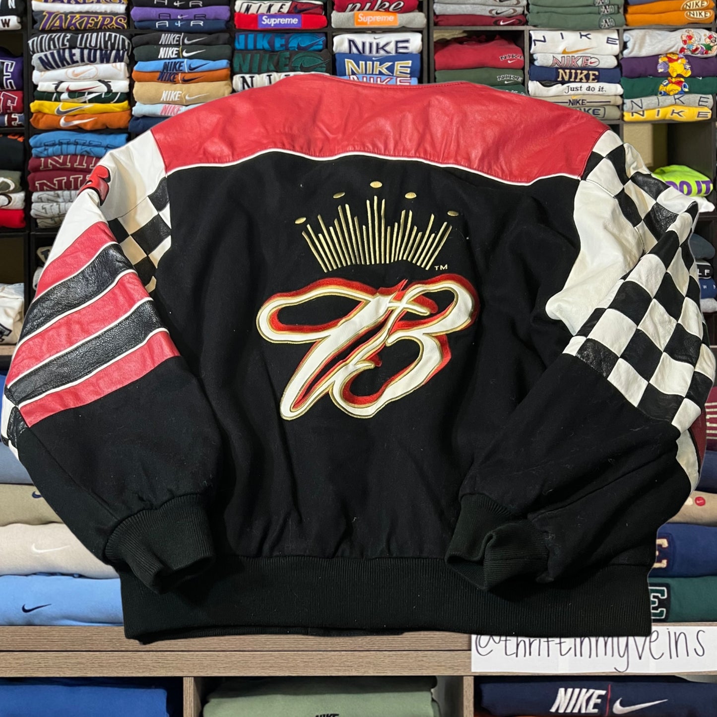 90s Budweiser nascar reversible leather jacket