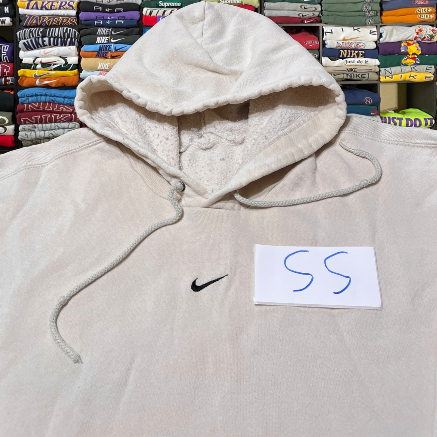 Vintage Y2K 2001 crème Nike center swoosh hoodie