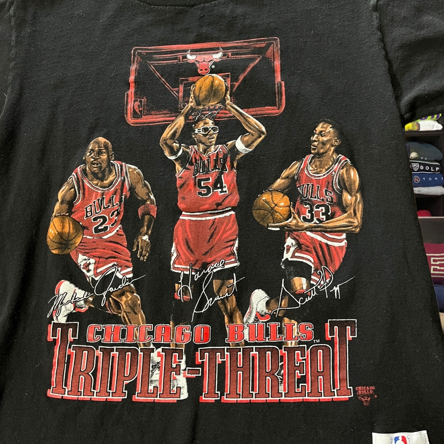 90s Chicago bulls nutmeg triple threat shirt