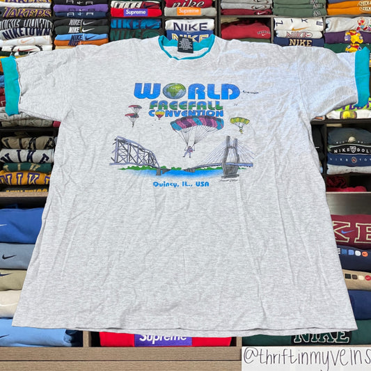 90s world free fall convention shirt