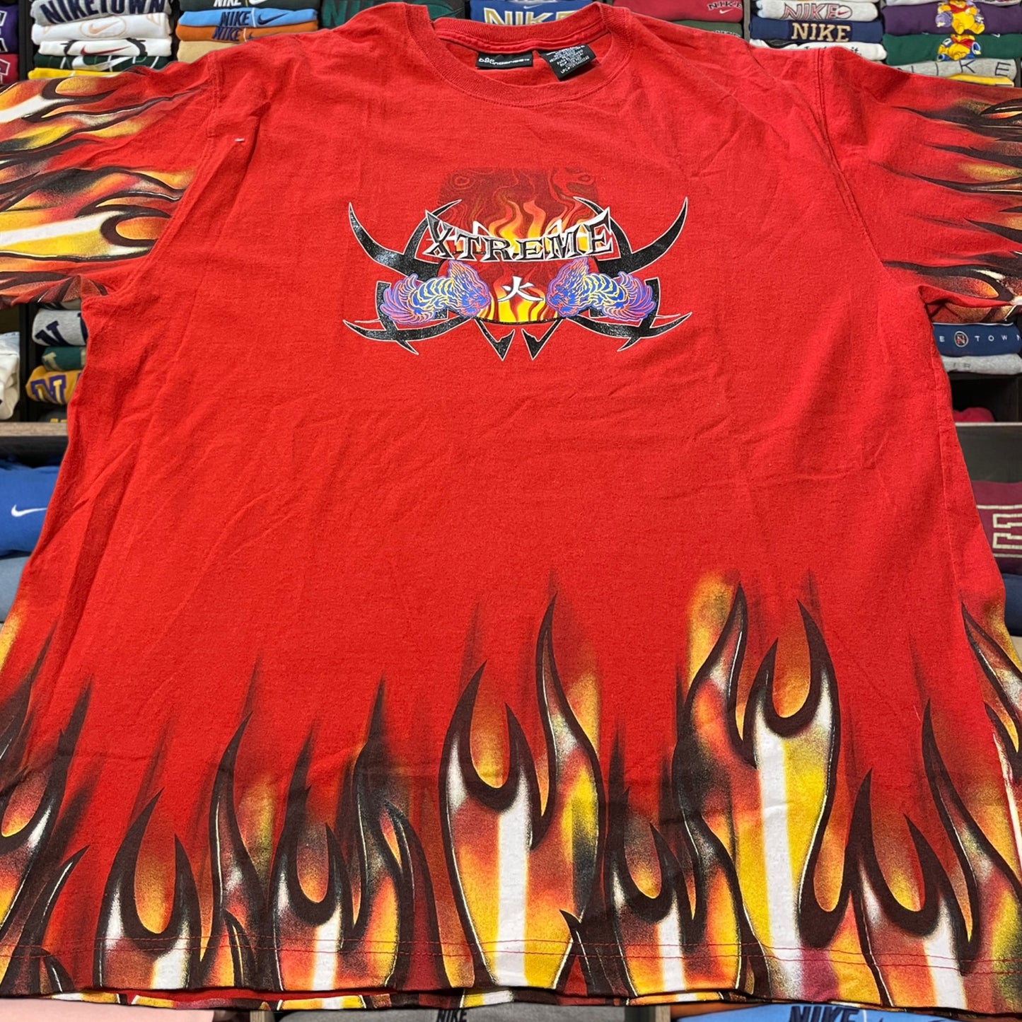 Y2K flame skater xtreme flame red shirt