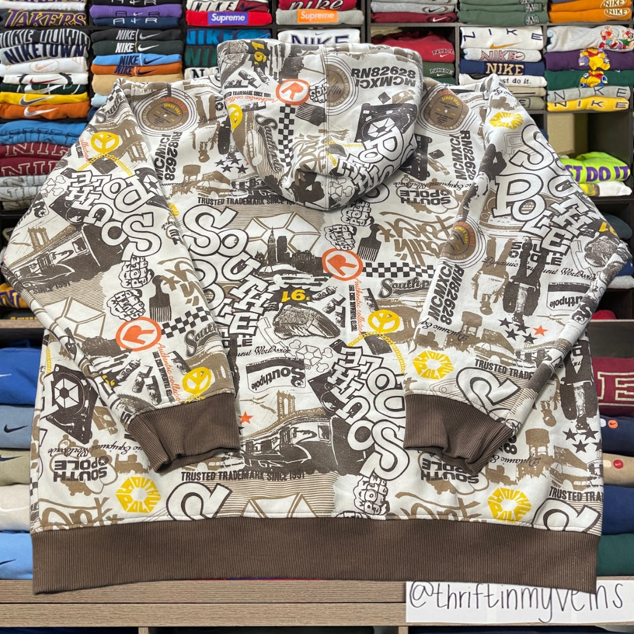 Y2K South Pole all over print hoodie