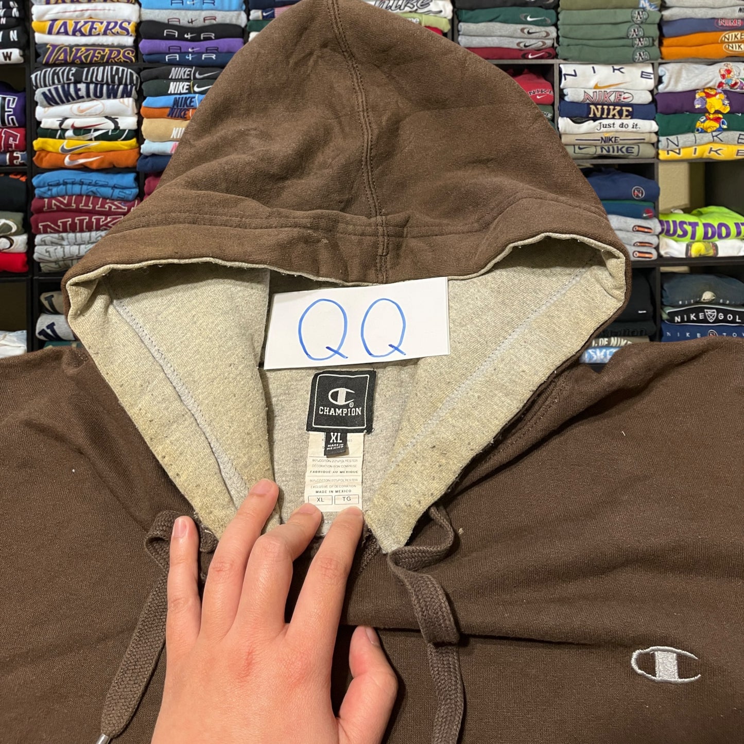 Y2K heavy weighted 2003 champion brown hoodie