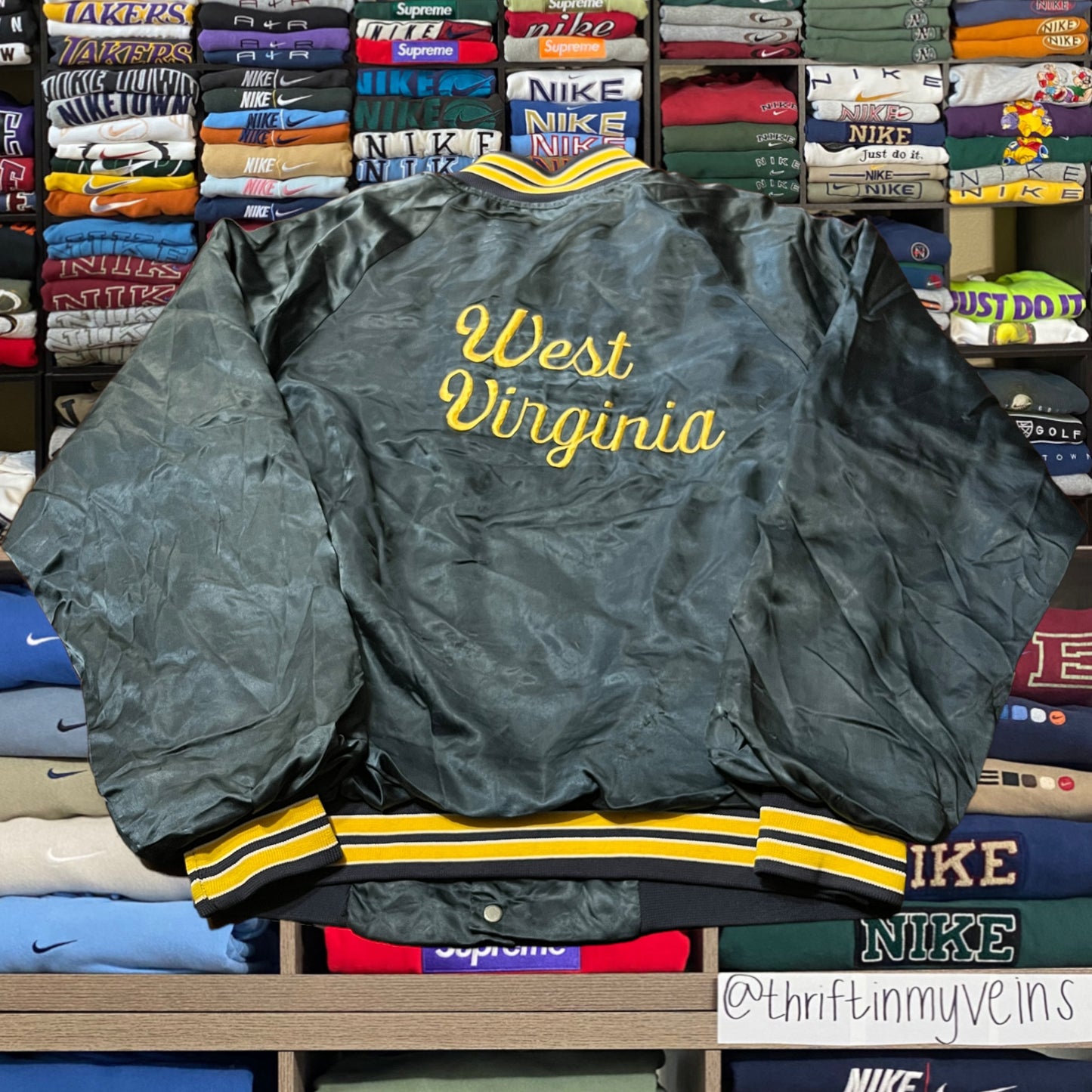80s West Virginia university WVU satin jacket