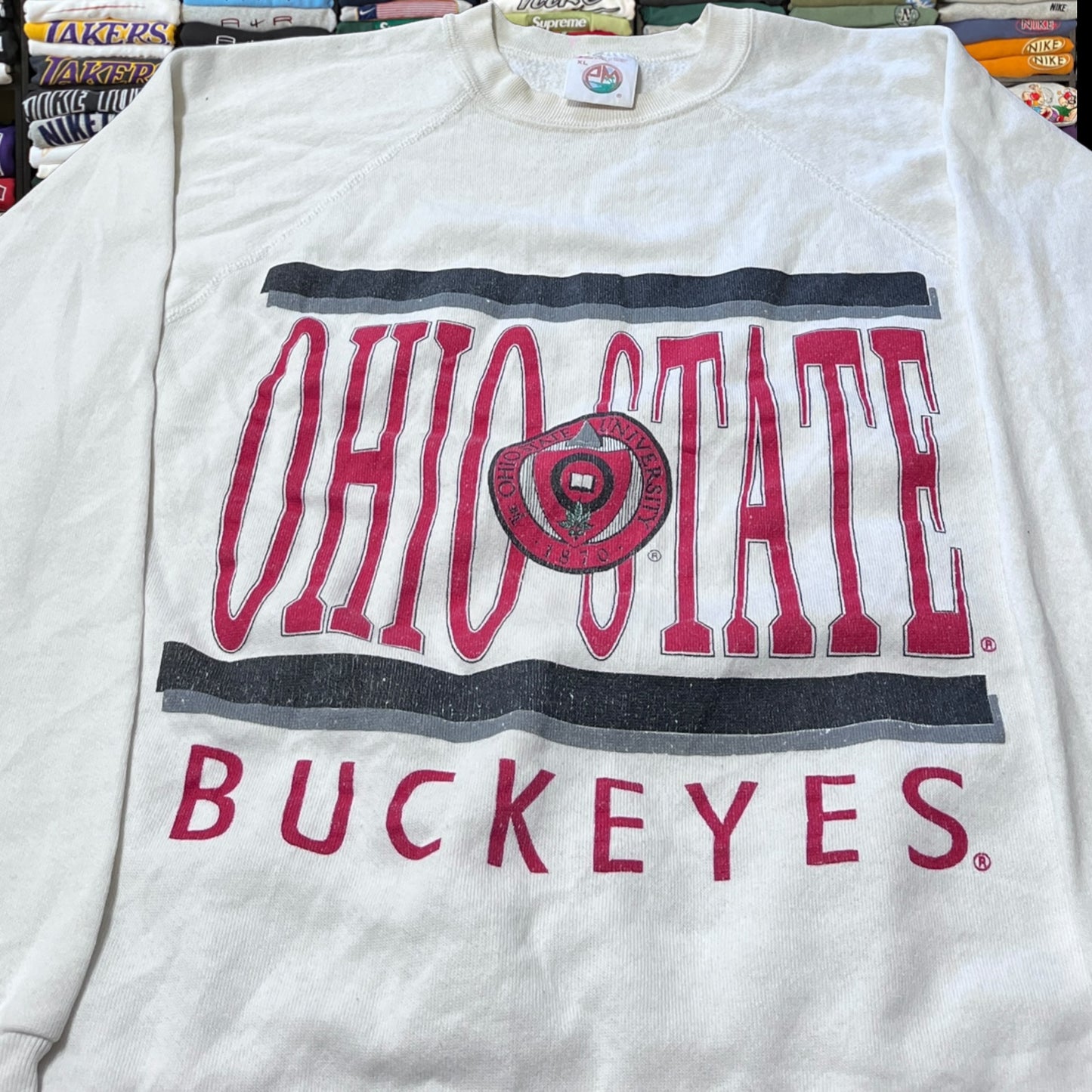 90s Ohio buckeyes white sweater