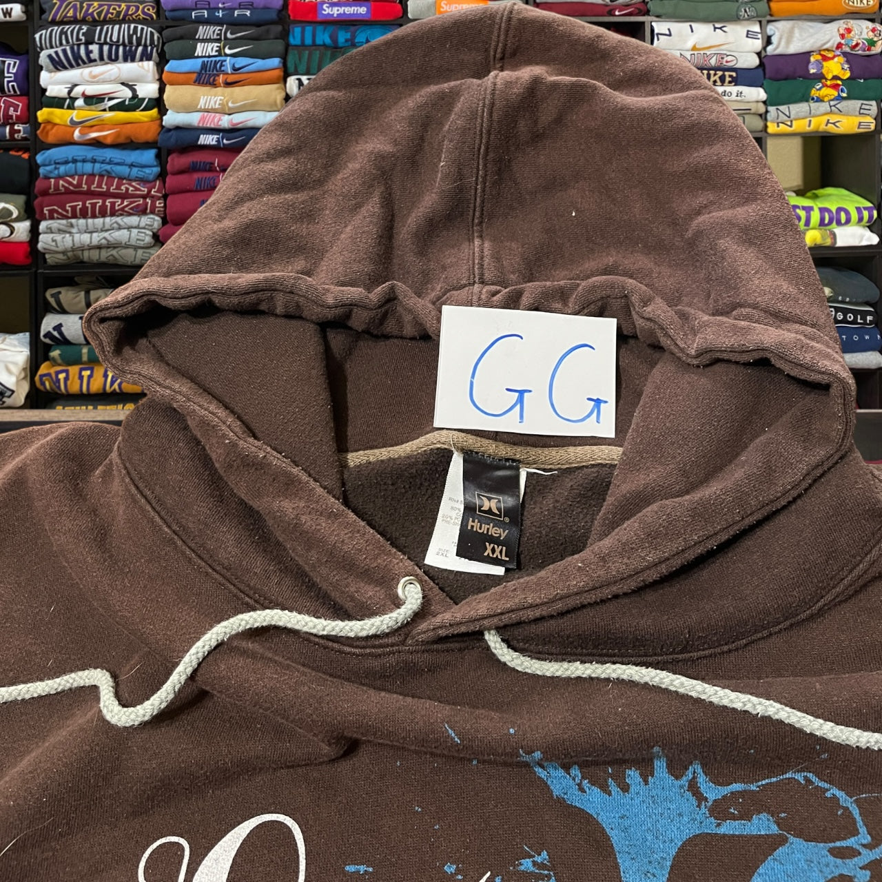 Y2K Hurley brown skater hoodie