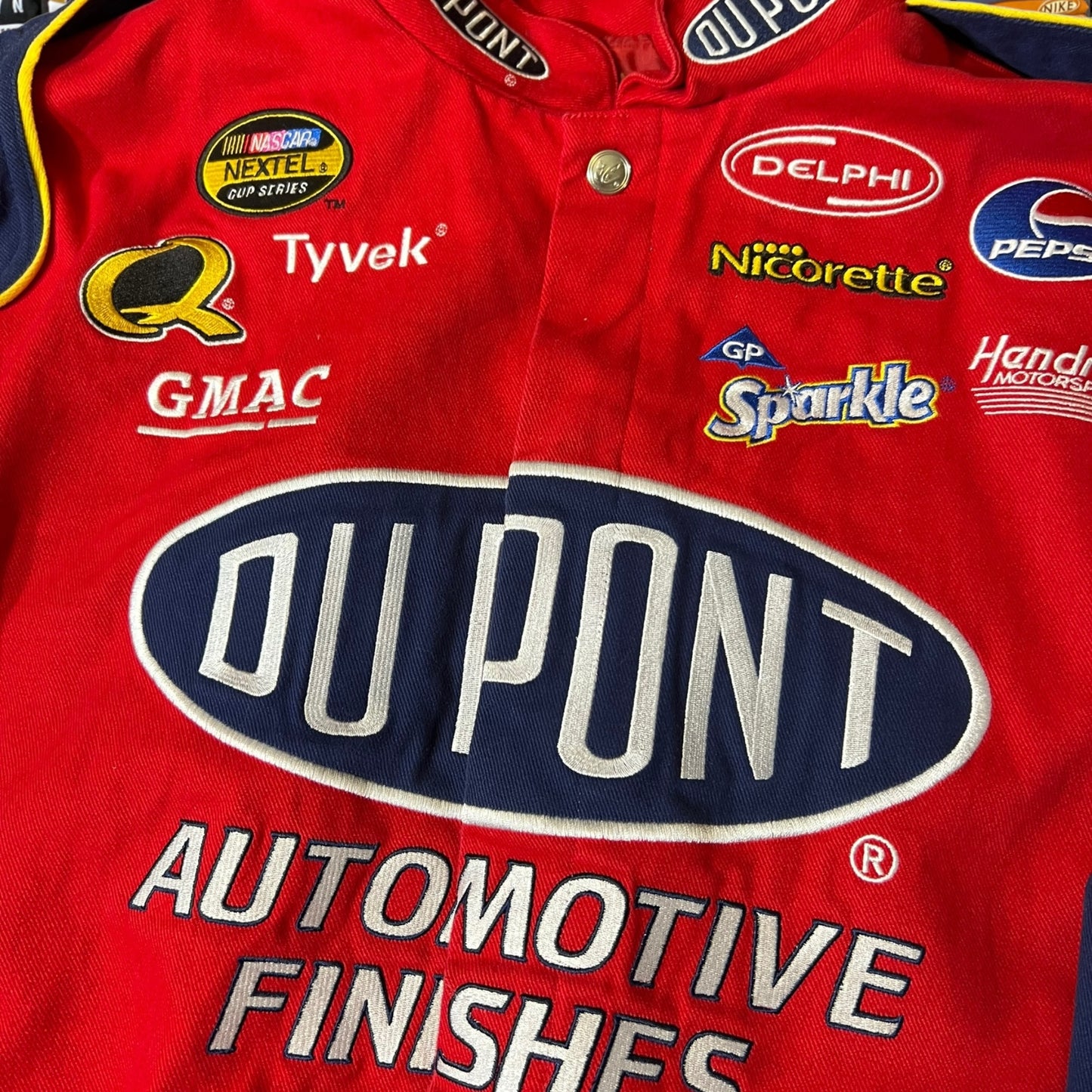 Vintage DU PONT flame NASCAR varsity jacket heavy weighted super good quality