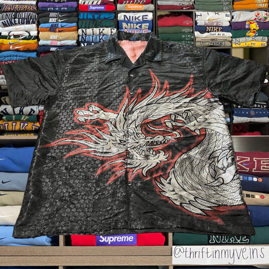 90s dragon silk button up shirt