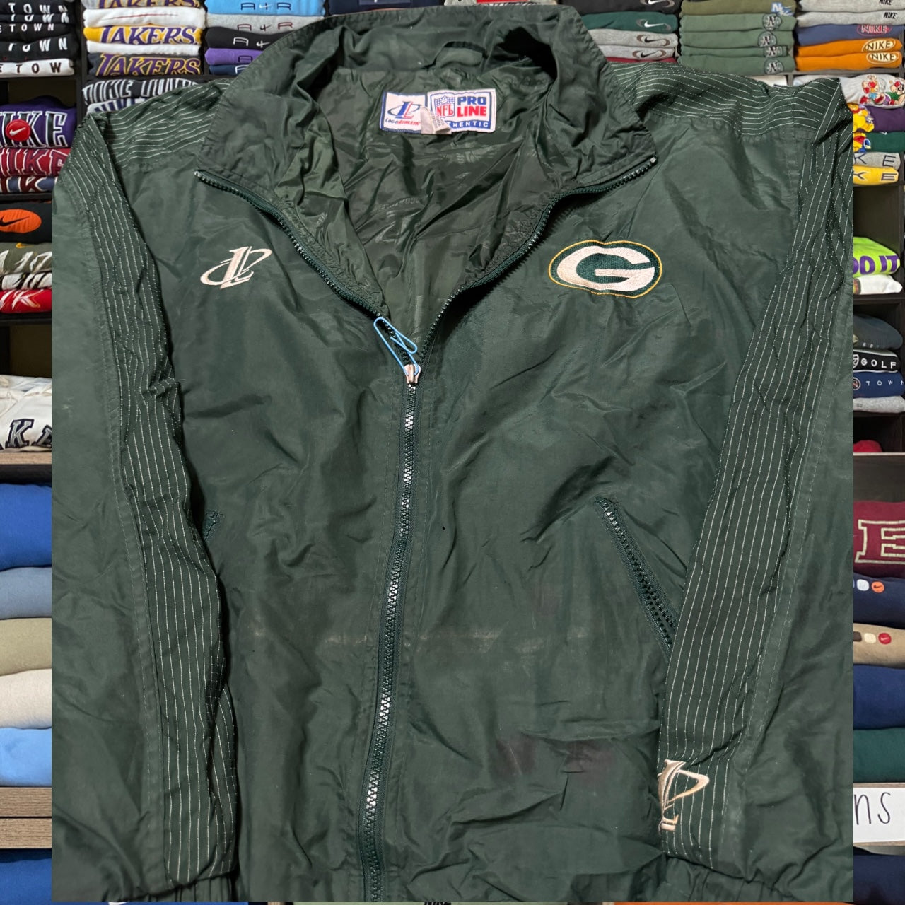 90s green baypackers windbreaker (Large)