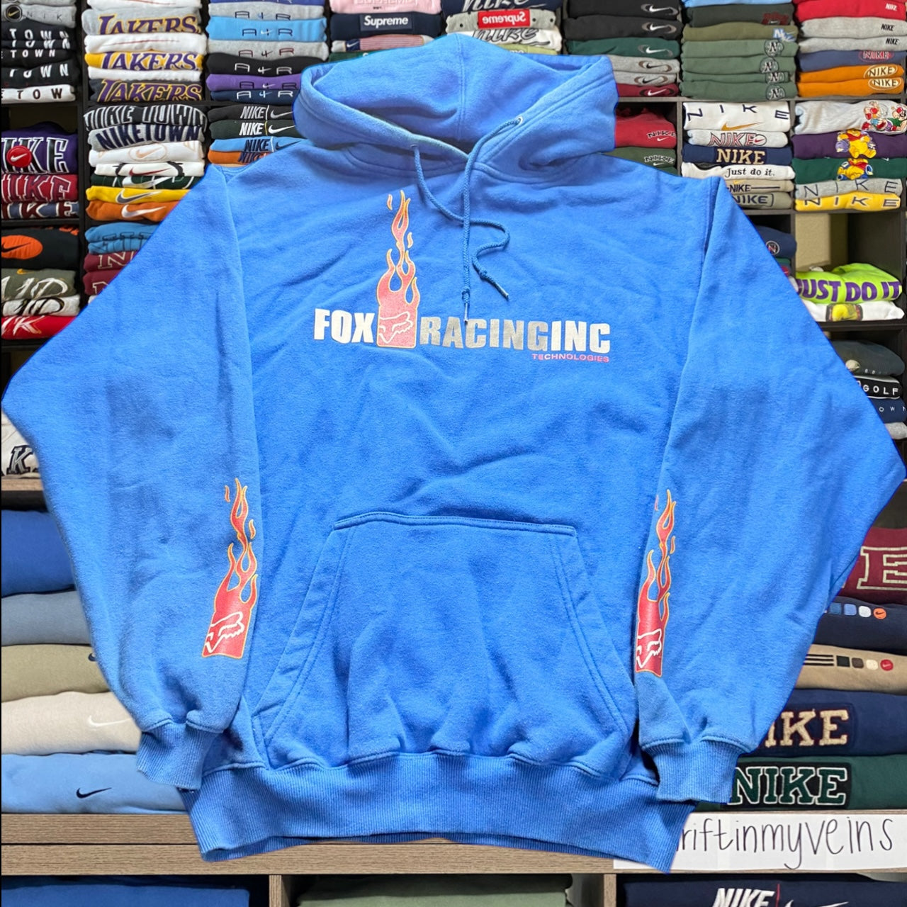 y2k fox racing blue hoodie (Medium)