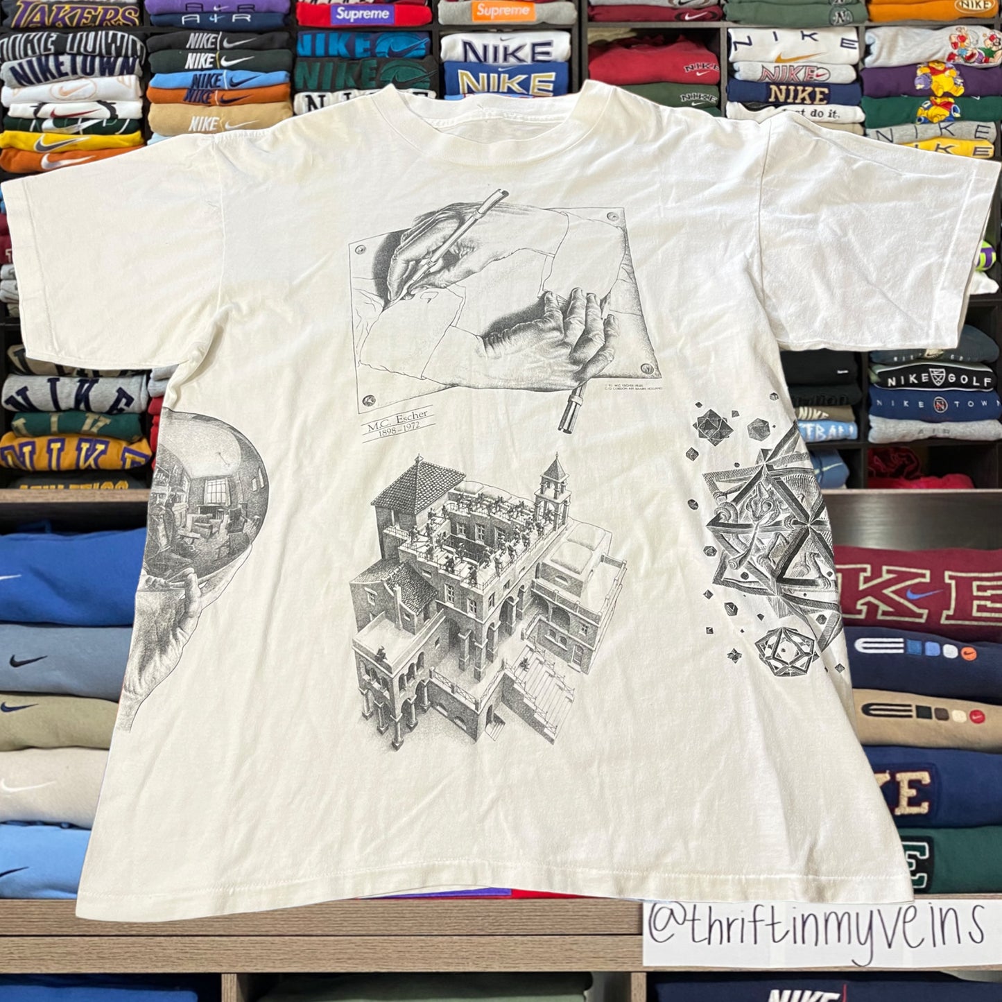 90s mc Escher art all over print