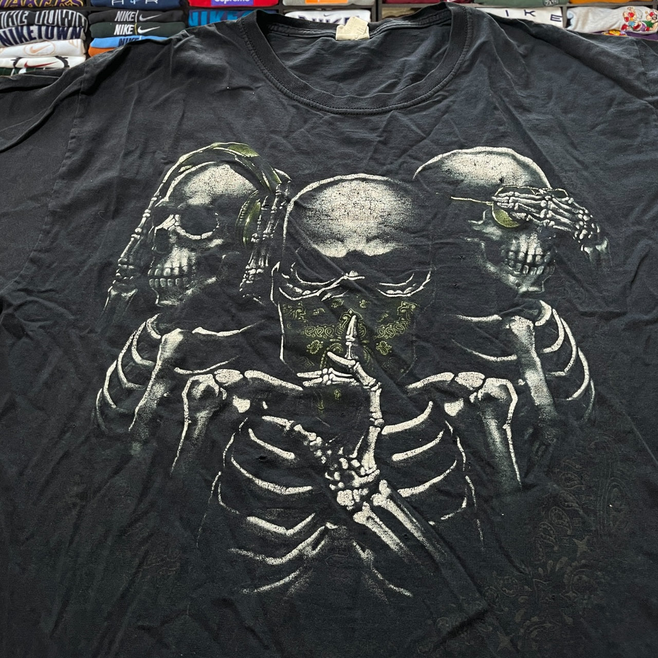 Y2K skeleton skull grunge shirt